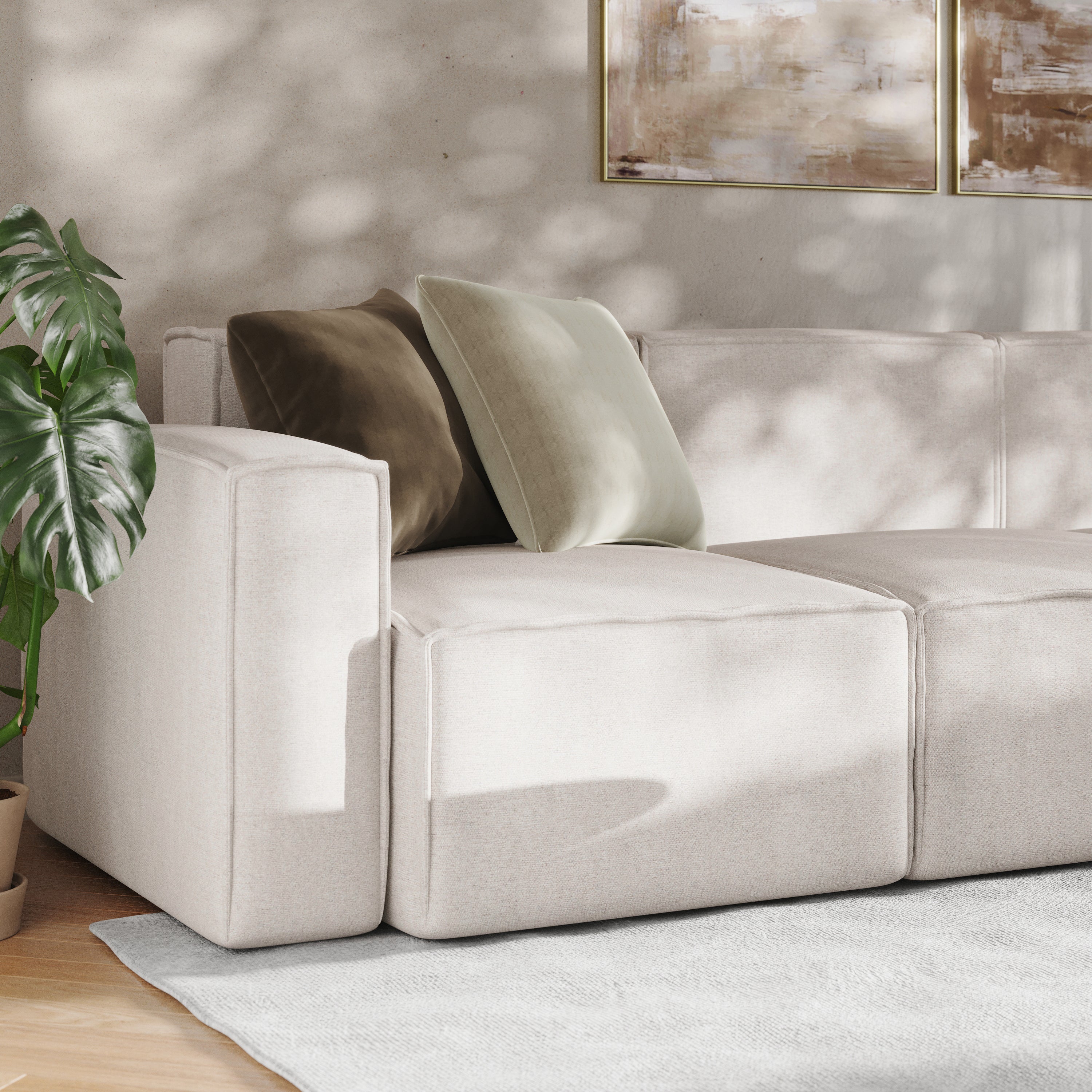 Bridgetown Luxury Modular 5 Piece Sectional Sofa, Cream