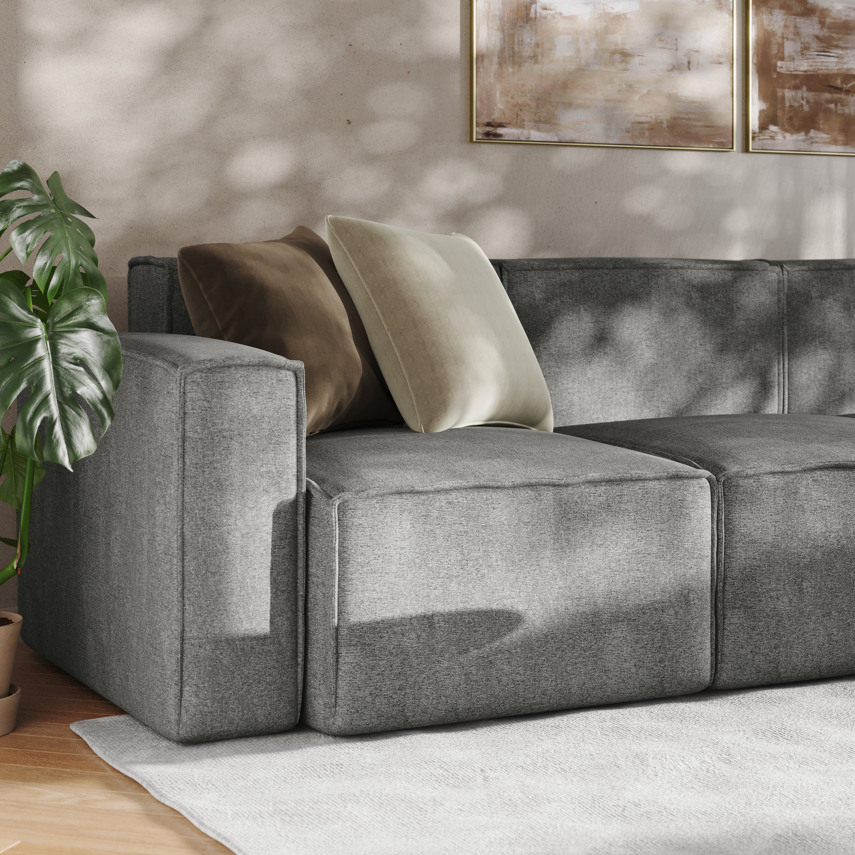Bridgetown Luxury Modular 5 Piece Sectional Sofa, Dark Gray