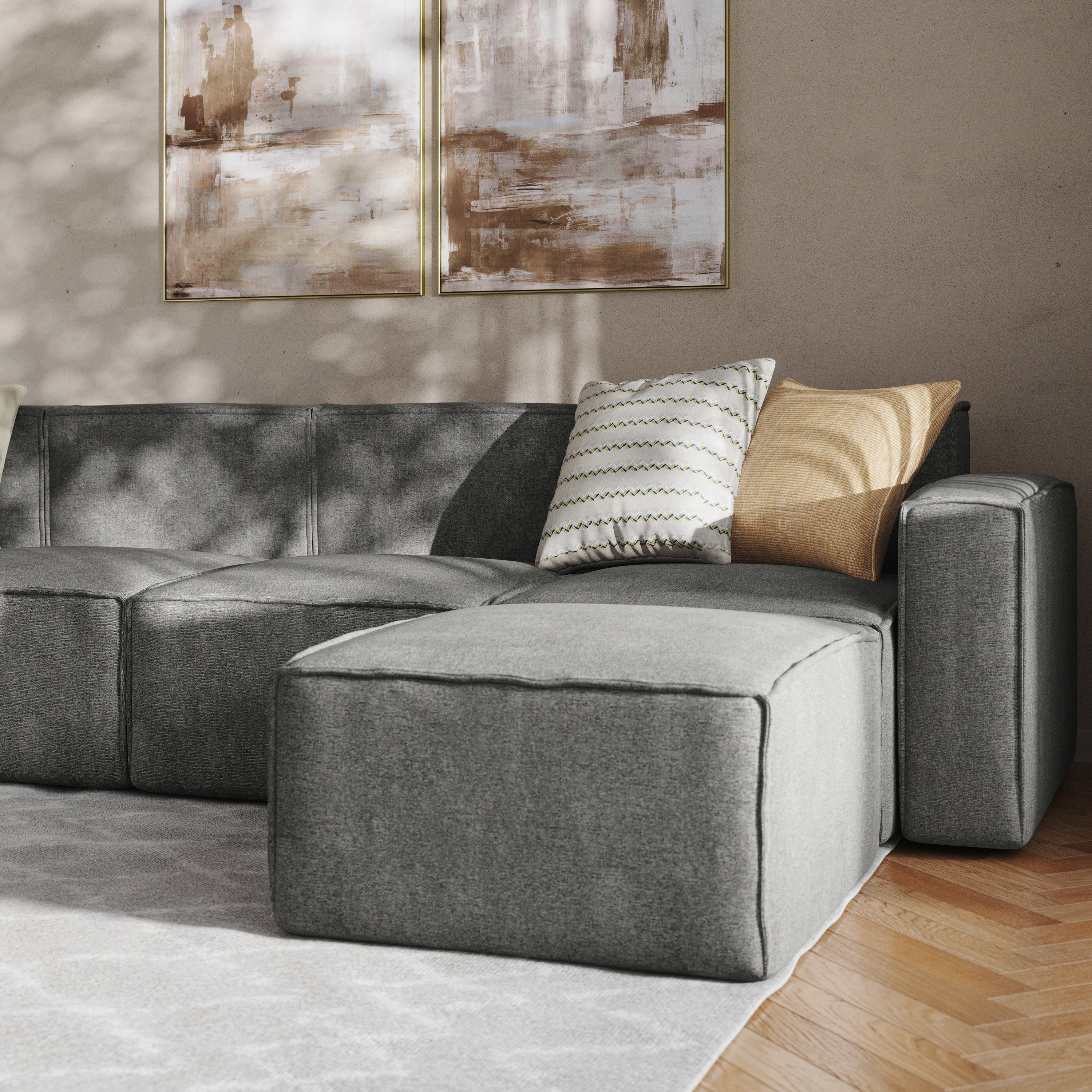 Bridgetown Luxury Modular 5 Piece Sectional Sofa, Dark Gray