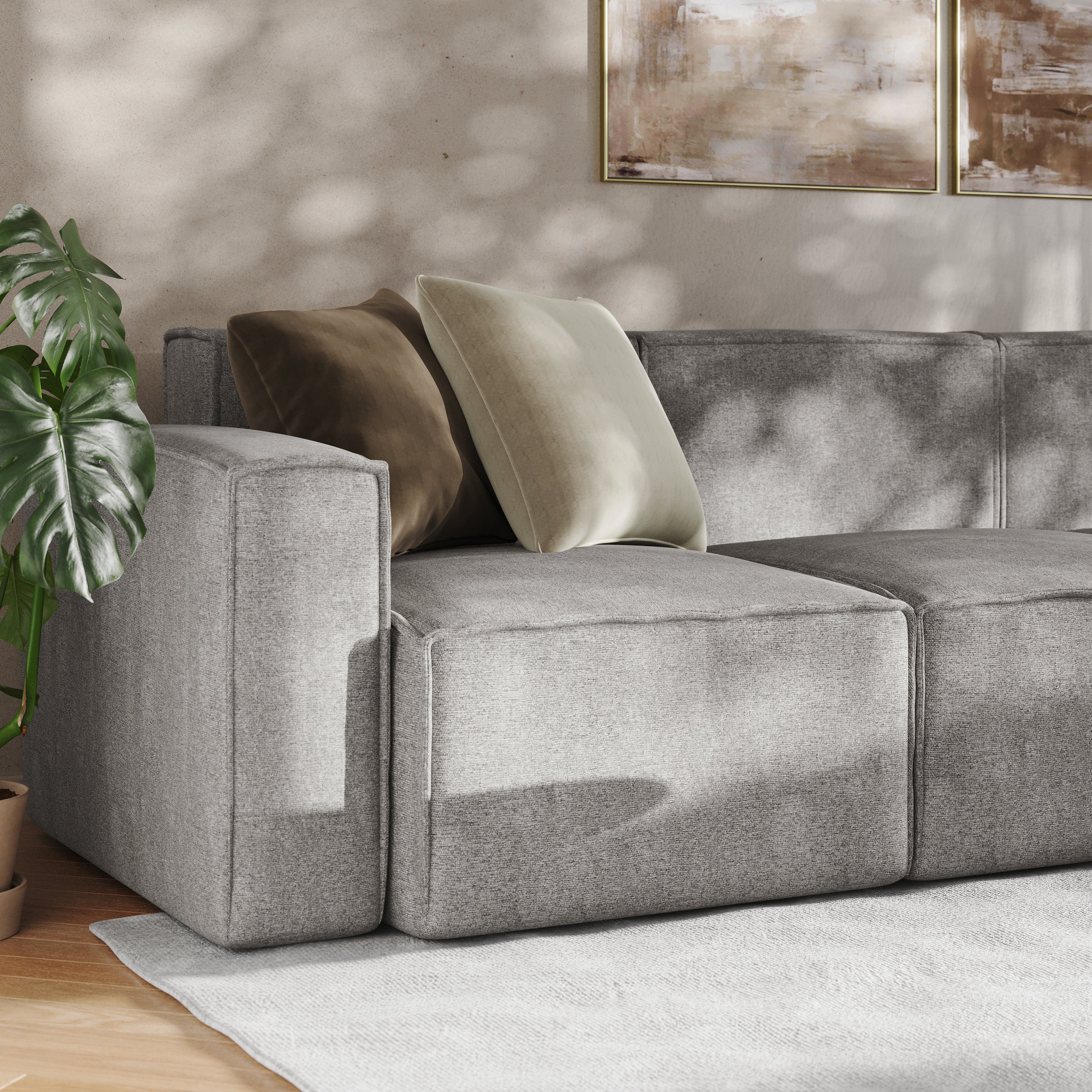 Bridgetown Luxury Modular 5 Piece Sectional Sofa, Gray