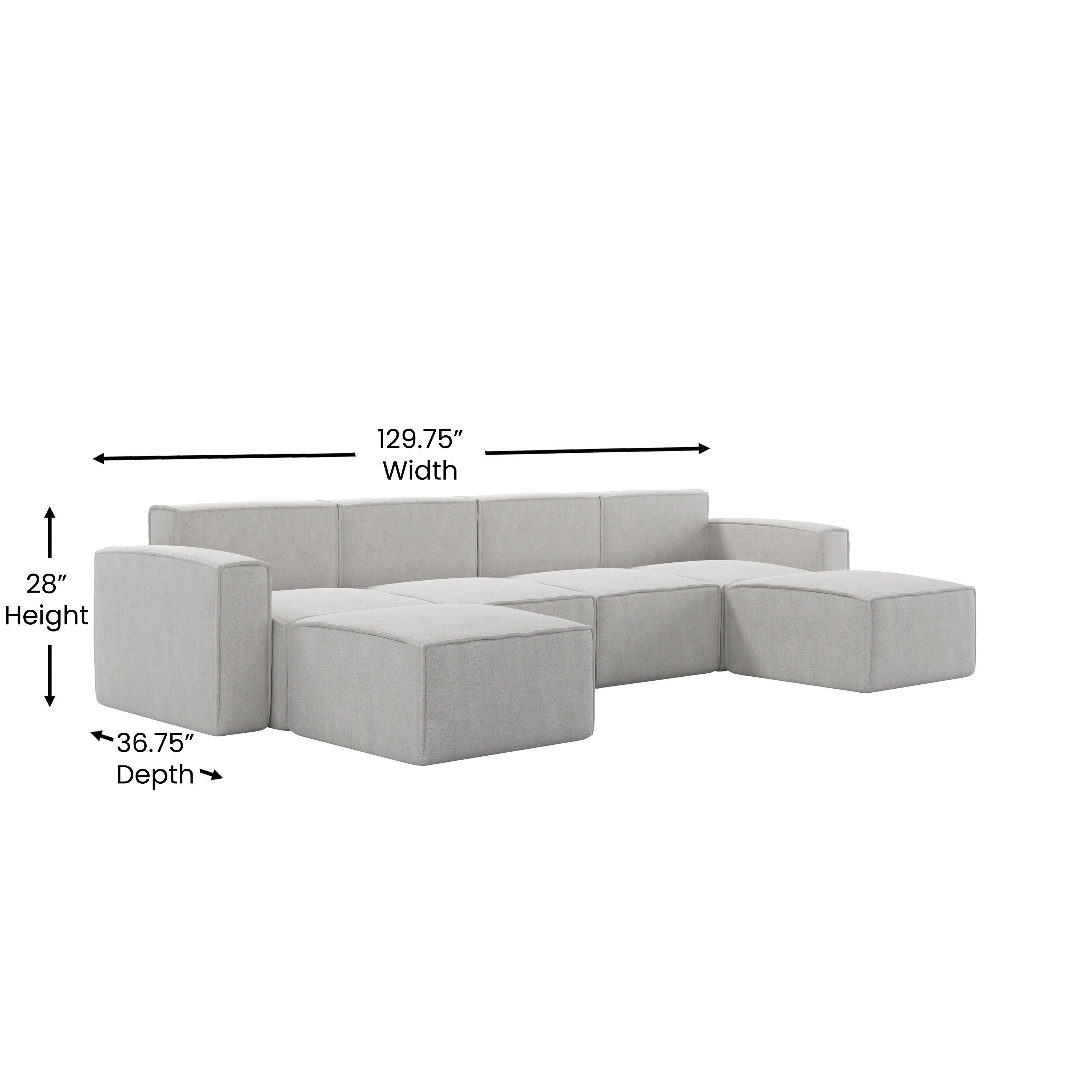 Bridgetown Luxury Modular 6 Piece Sectional Sofa, Cream