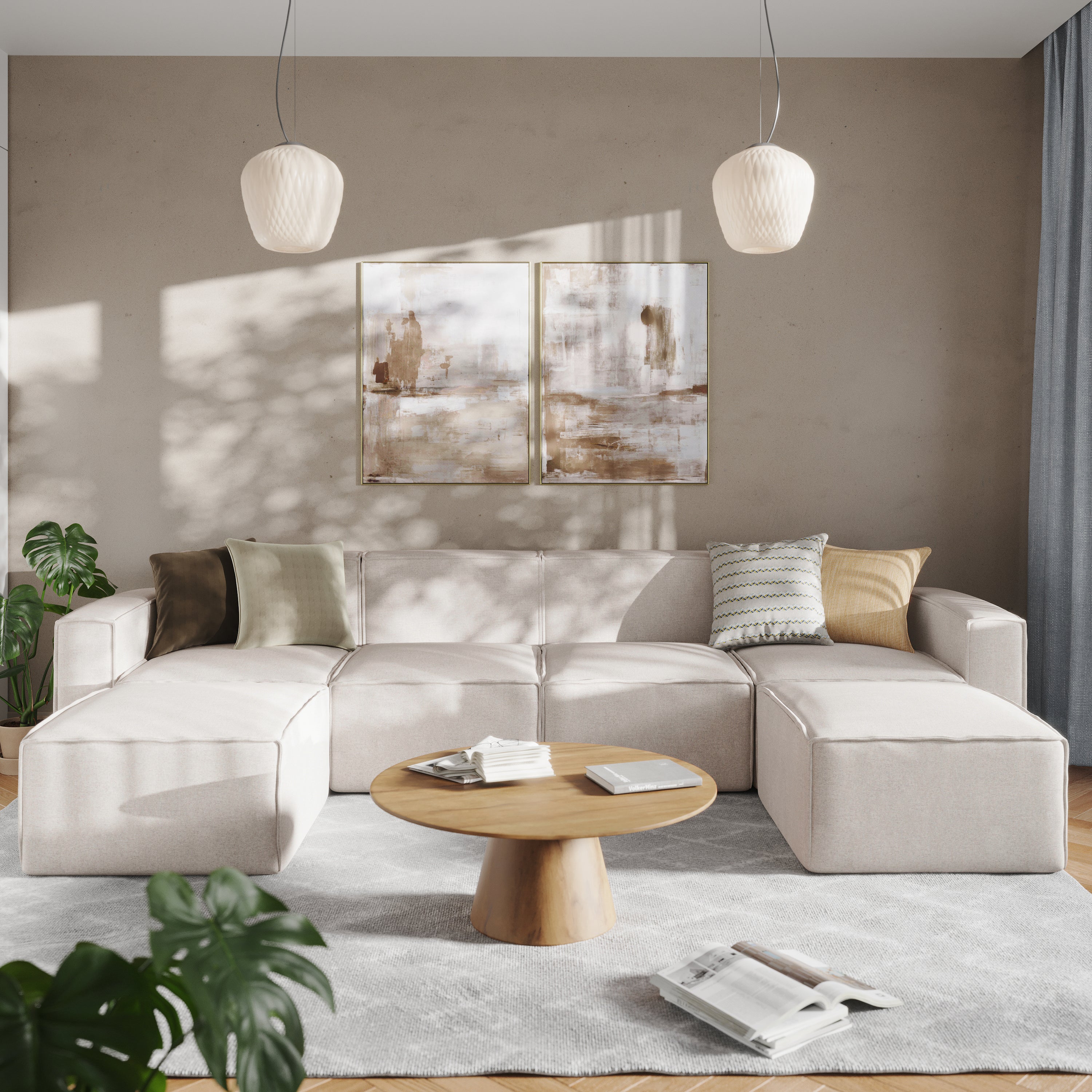 Bridgetown Luxury Modular 6 Piece Sectional Sofa, Cream
