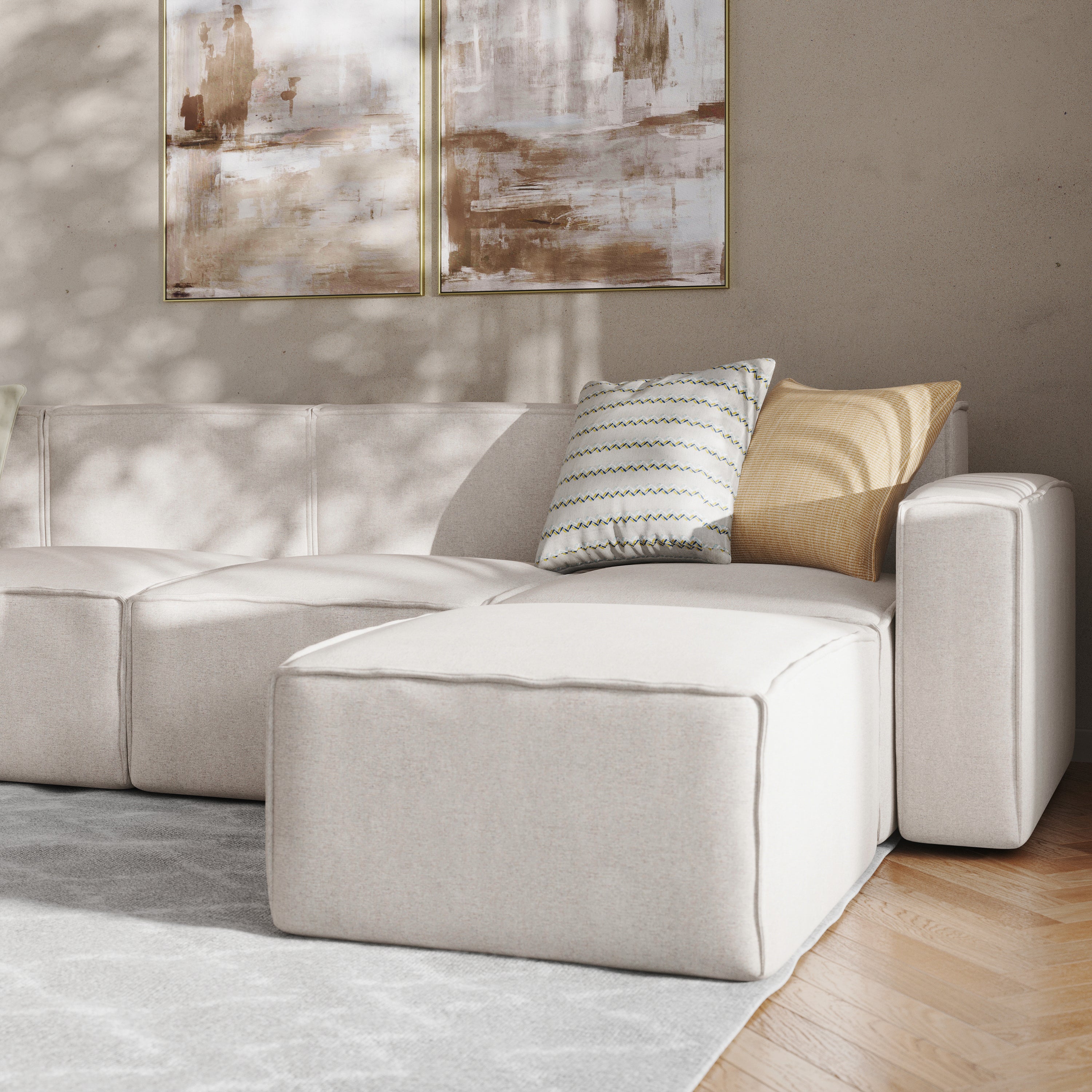 Bridgetown Luxury Modular 6 Piece Sectional Sofa, Cream