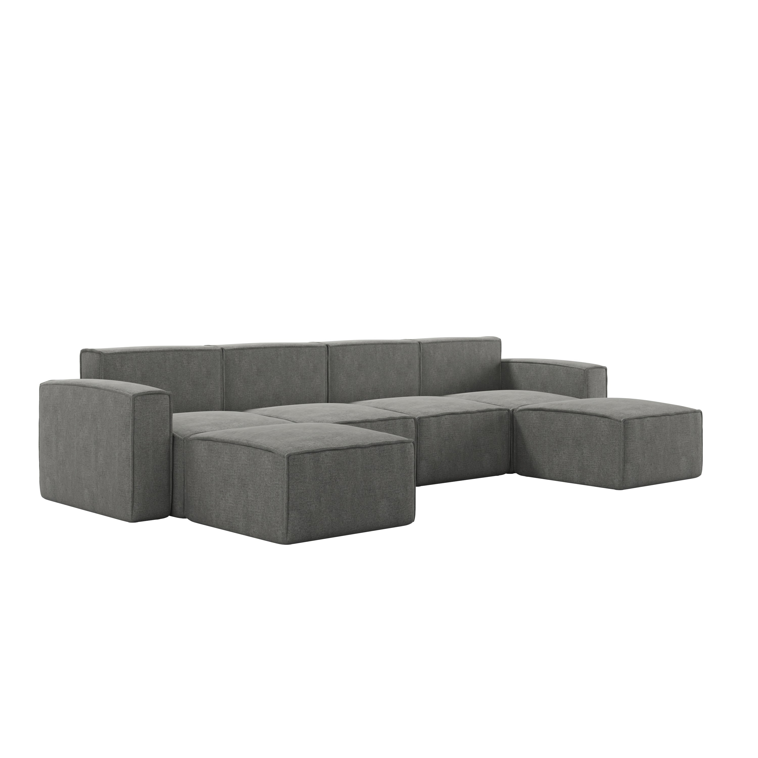 Bridgetown Luxury Modular 6 Piece Sectional Sofa, Dark Gray