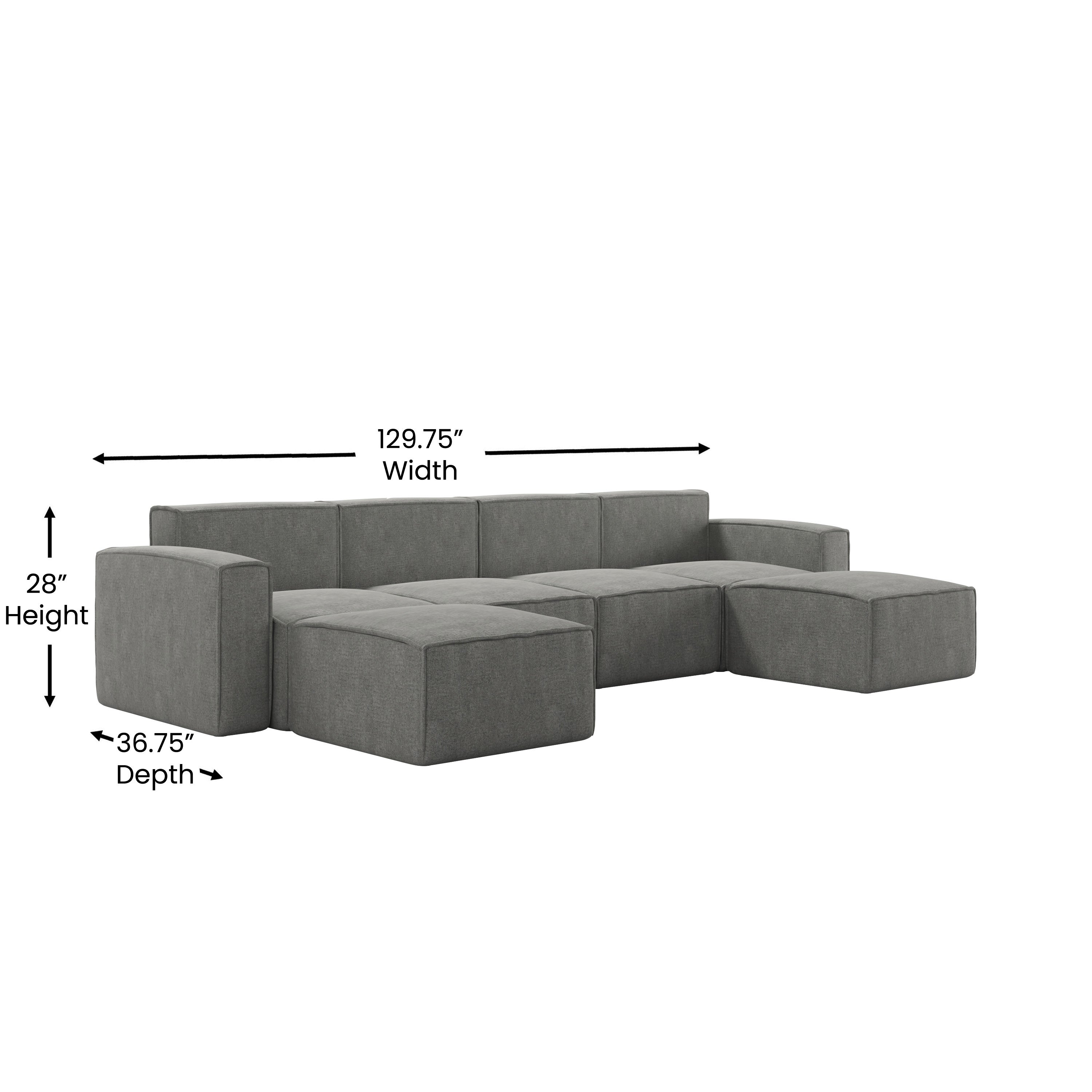 Bridgetown Luxury Modular 6 Piece Sectional Sofa, Dark Gray