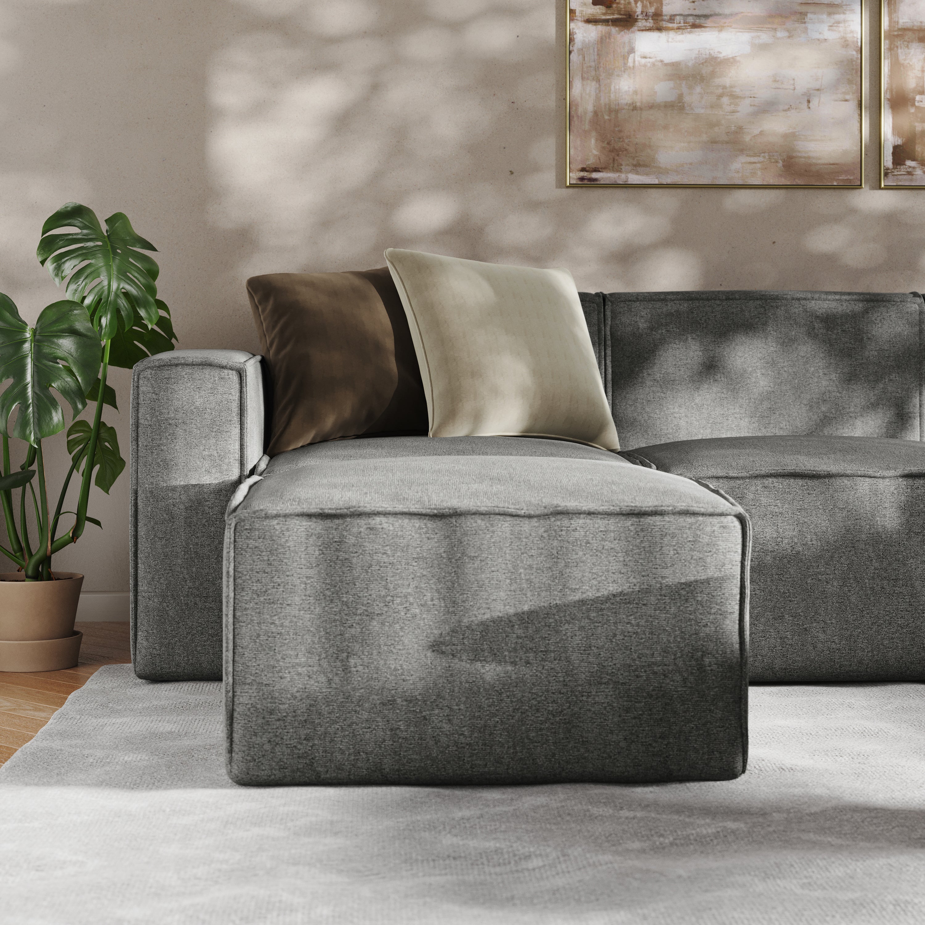 Bridgetown Luxury Modular 6 Piece Sectional Sofa, Dark Gray