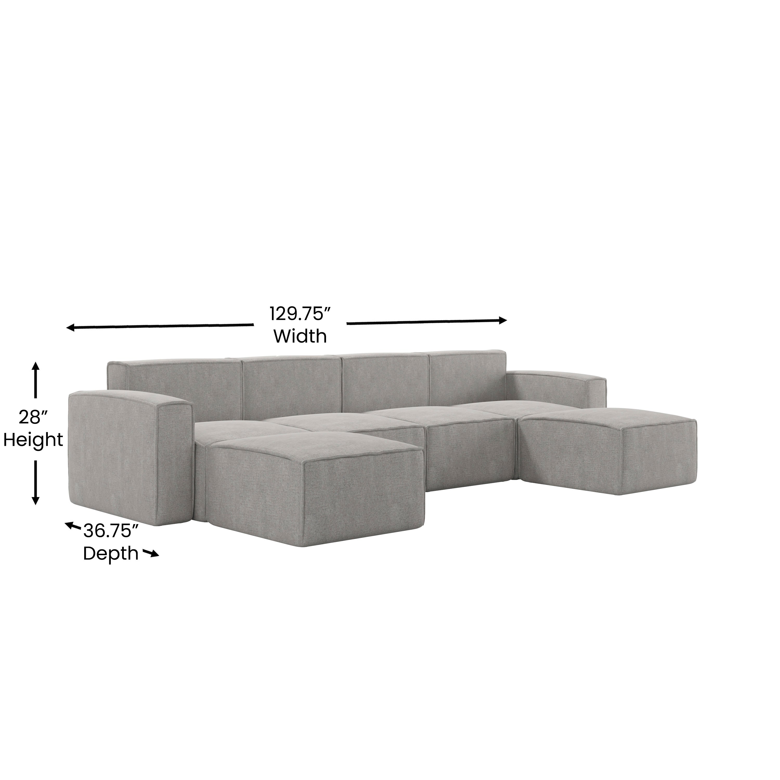 Bridgetown Luxury Modular 6 Piece Sectional Sofa, Gray
