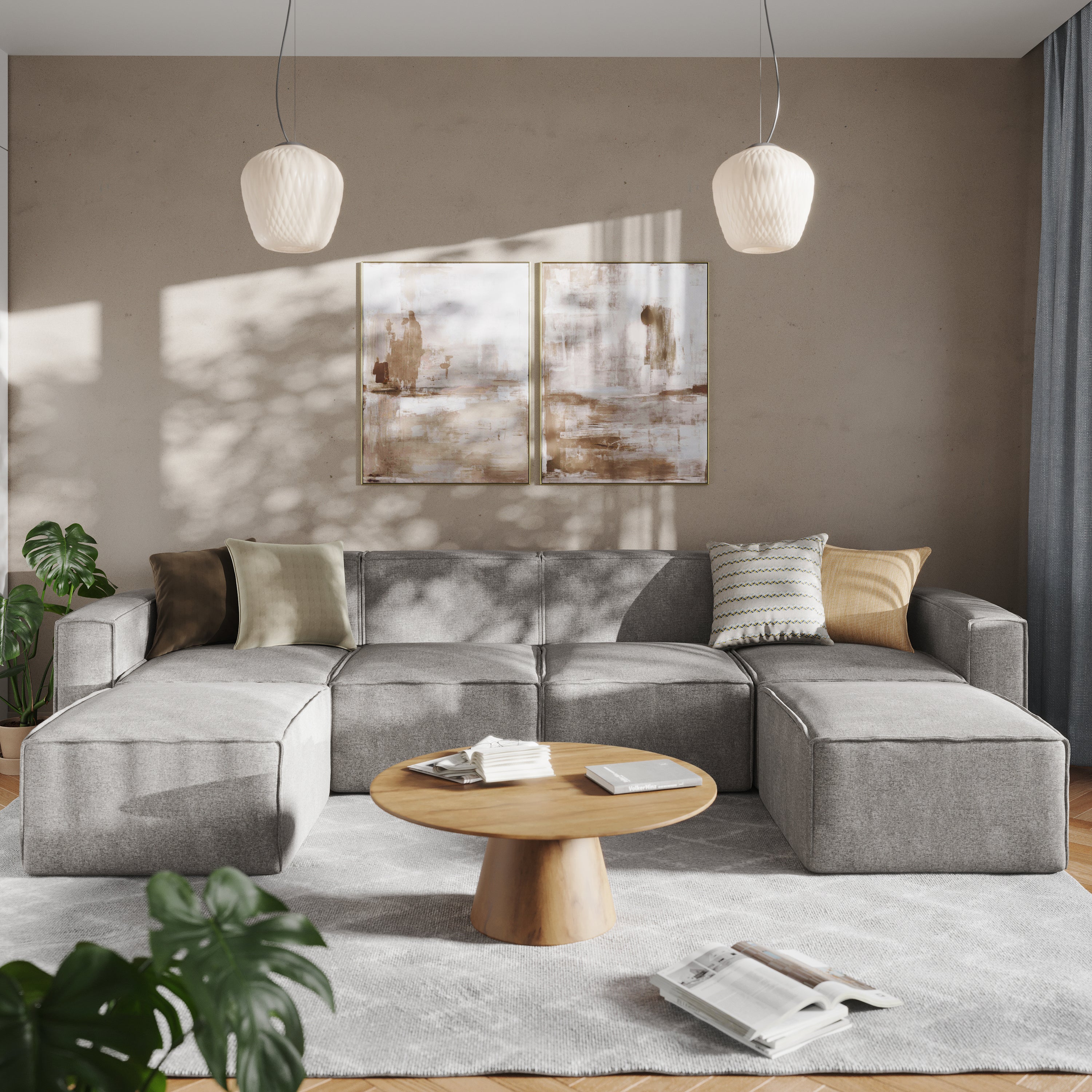 Bridgetown Luxury Modular 6 Piece Sectional Sofa, Gray