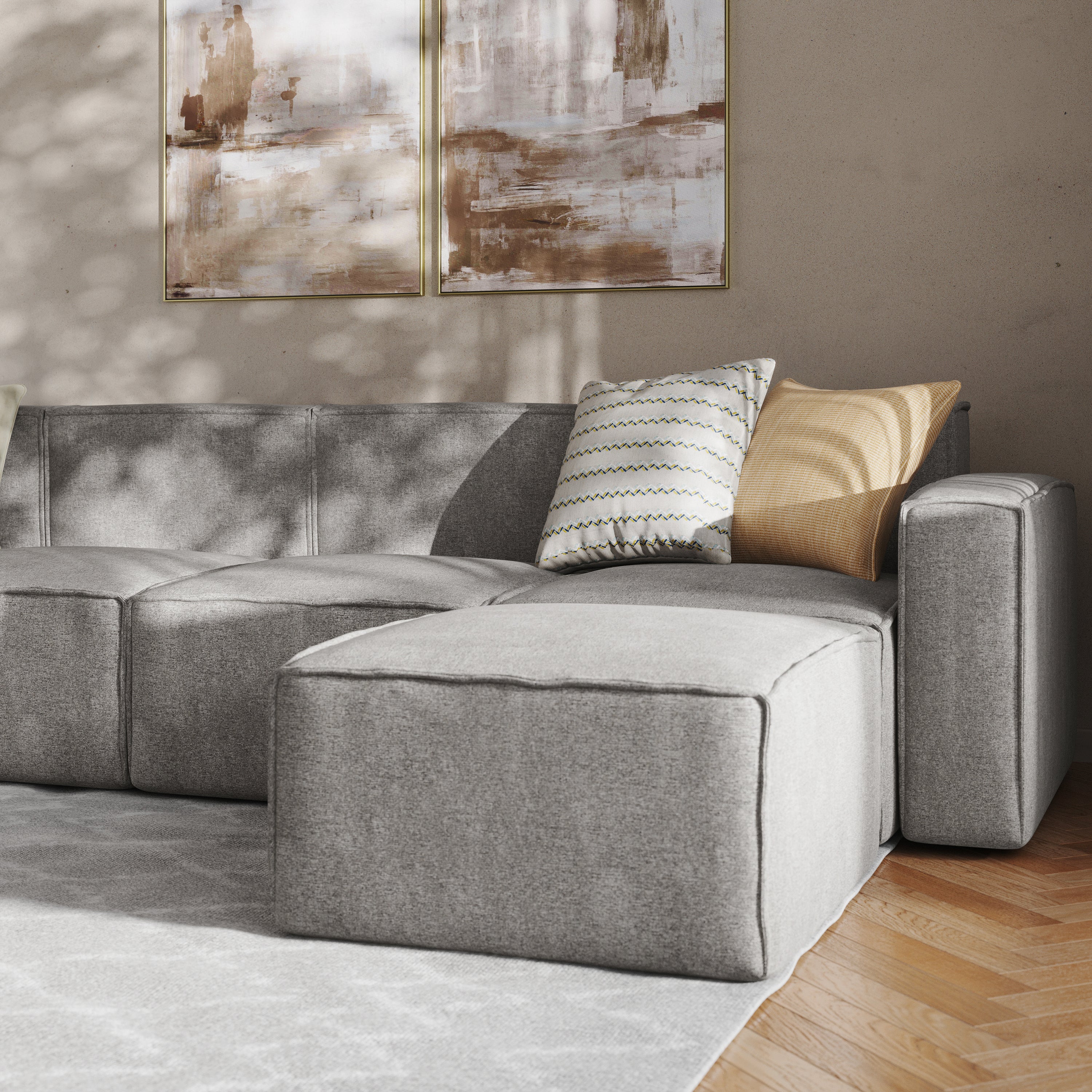 Bridgetown Luxury Modular 6 Piece Sectional Sofa, Gray