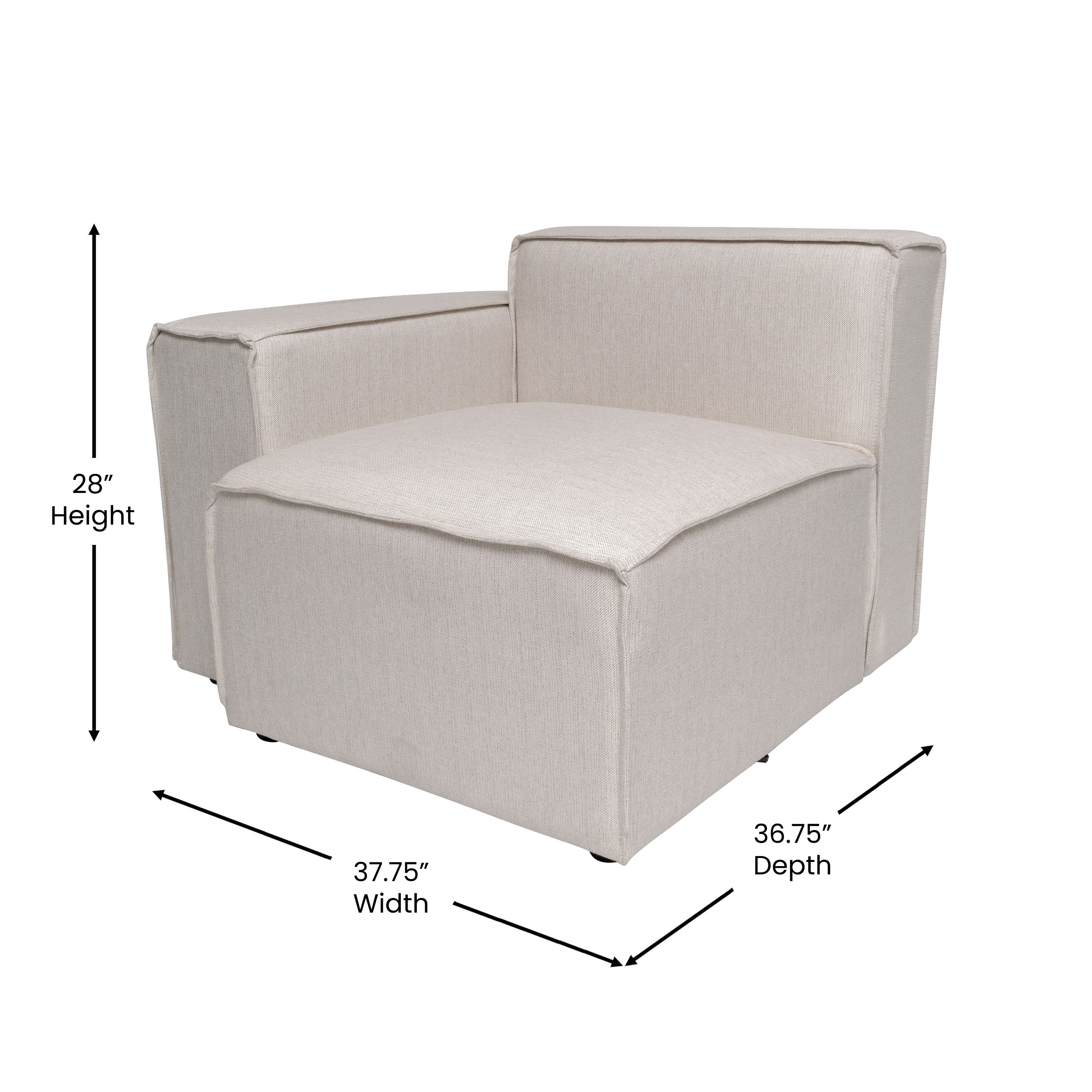 Bridgetown Luxury Modular Sectional Sofa Left Side with Arm Rest, Cream