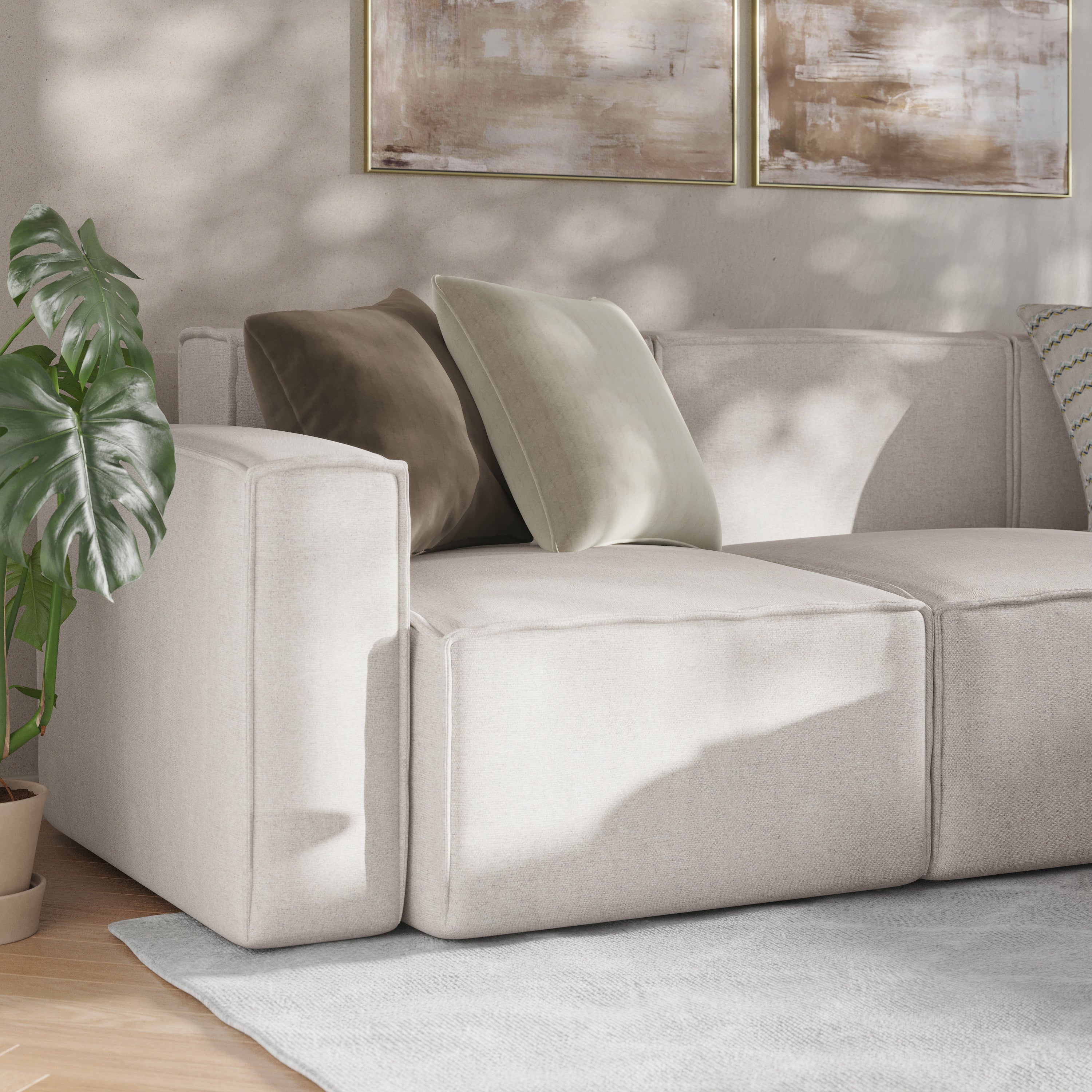 Bridgetown Luxury Modular Sectional Sofa Left Side with Arm Rest, Cream
