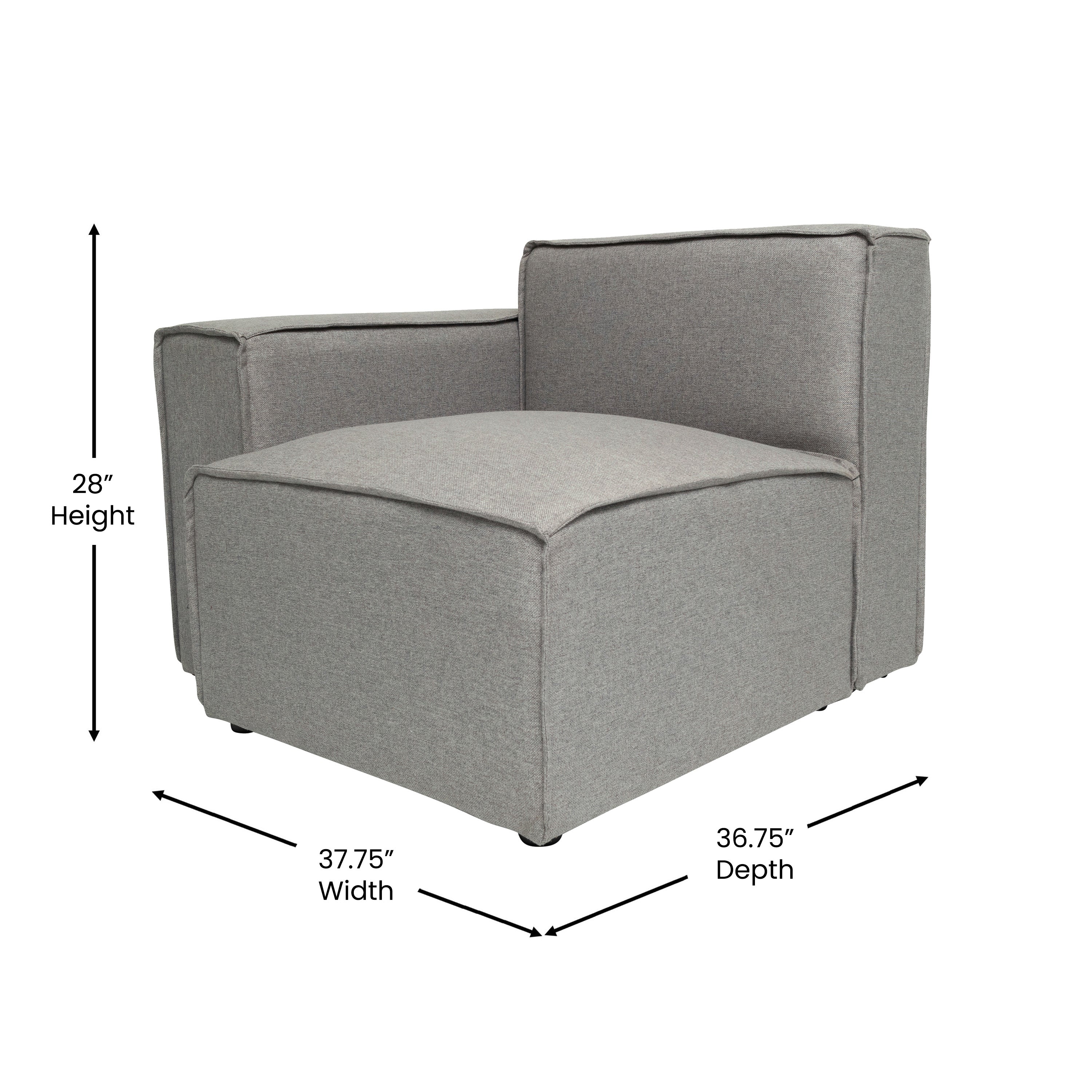 Bridgetown Luxury Modular Sectional Sofa Left Side with Arm Rest, Gray