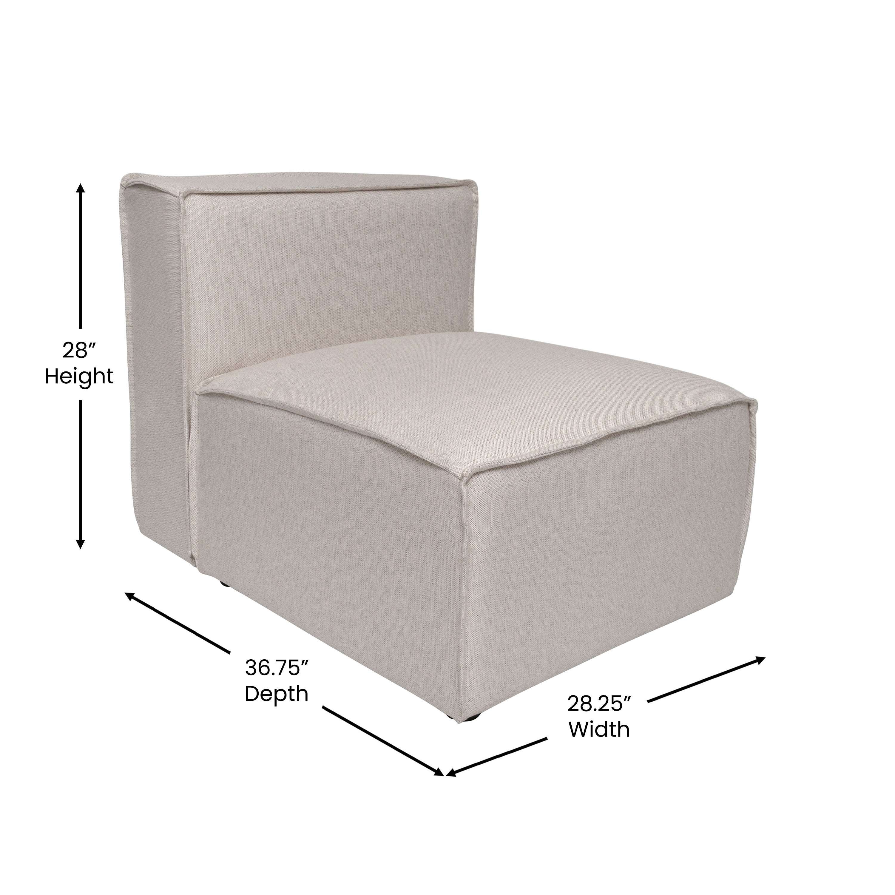 Bridgetown Luxury Modular Sectional Sofa Armless Center Seat, Cream