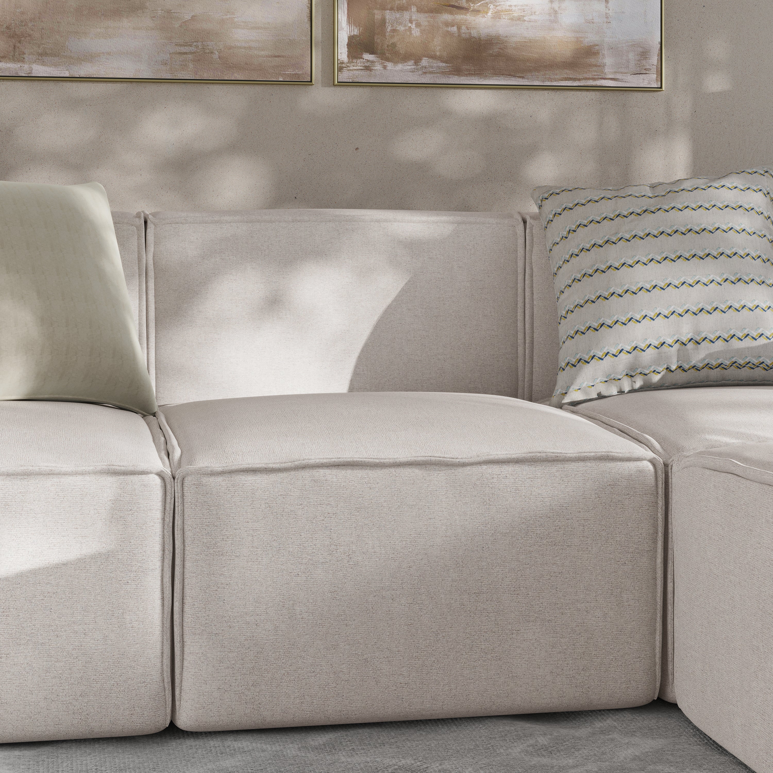 Bridgetown Luxury Modular Sectional Sofa Armless Center Seat, Cream