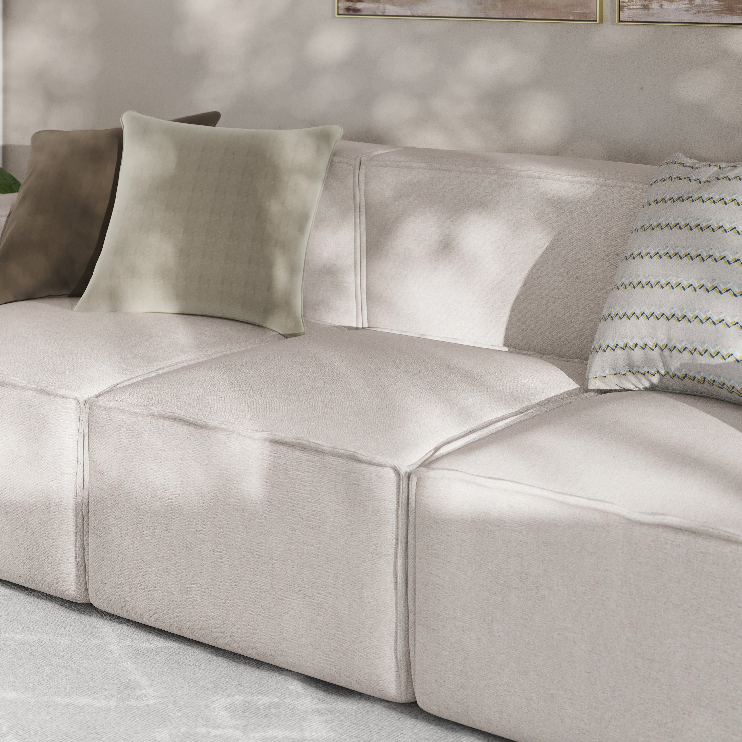 Bridgetown Luxury Modular Sectional Sofa Armless Center Seat, Cream