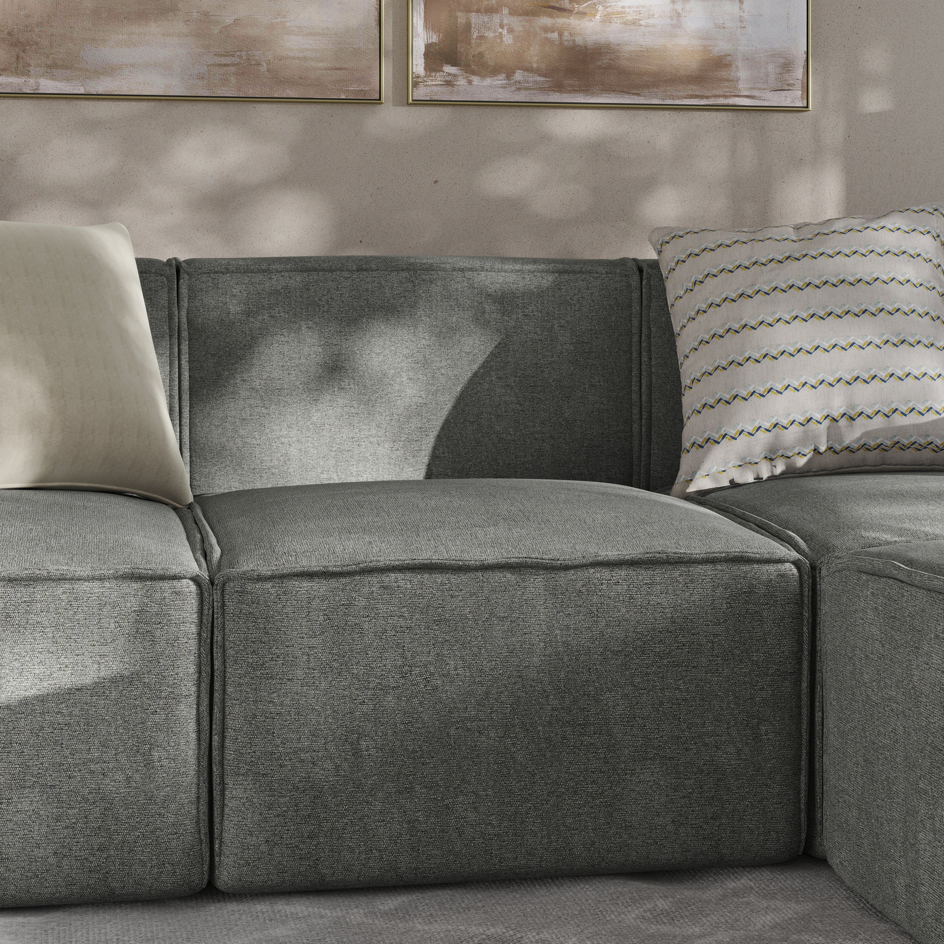 Bridgetown Luxury Modular Sectional Sofa Armless Center Seat, Dark Gray