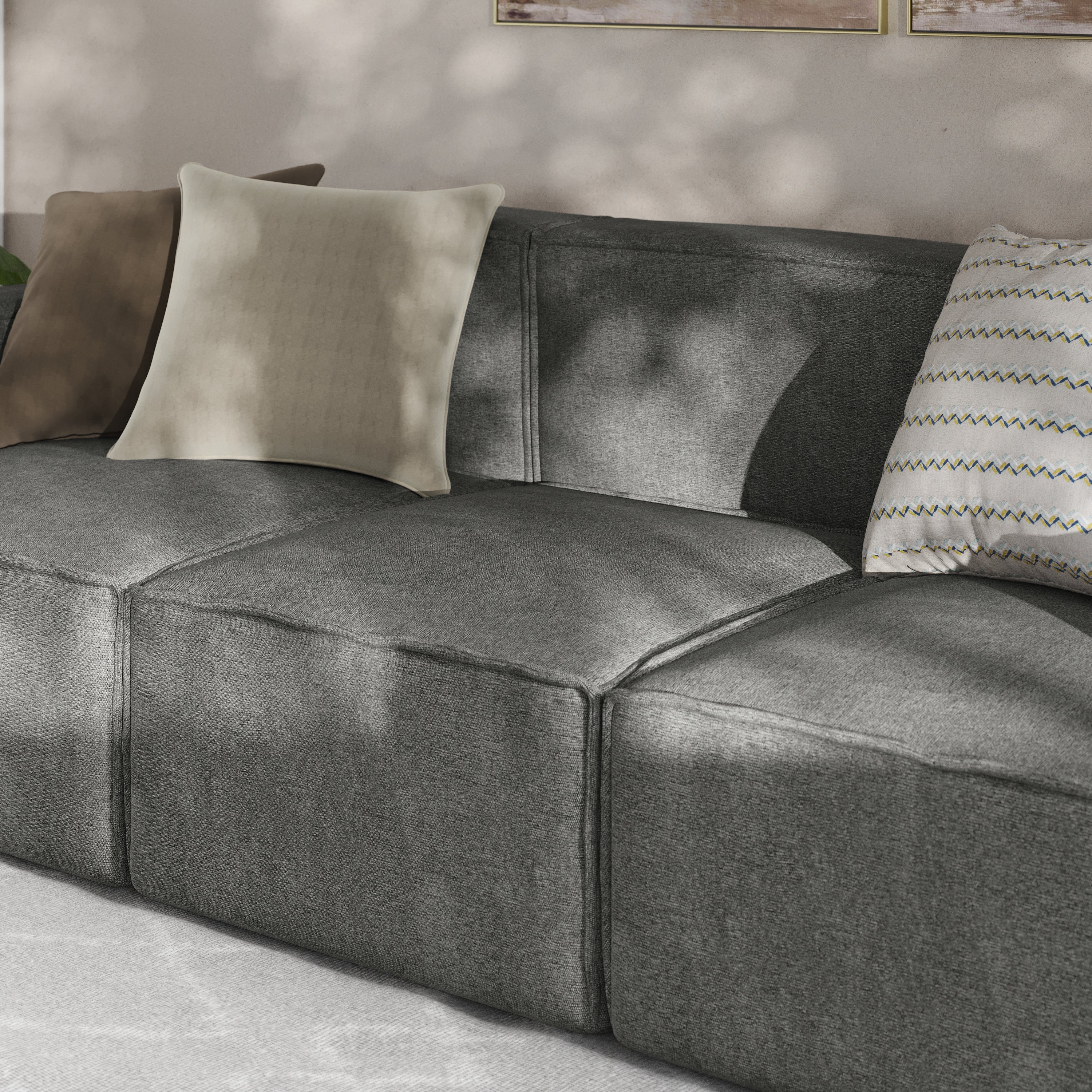 Bridgetown Luxury Modular Sectional Sofa Armless Center Seat, Dark Gray