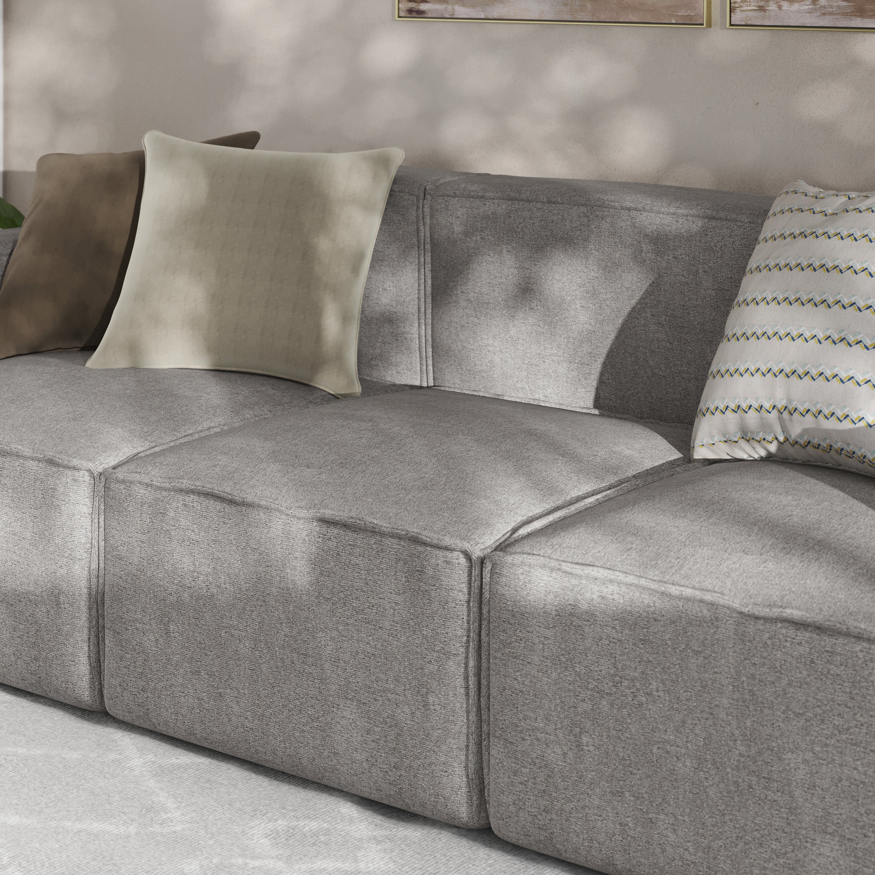 Bridgetown Luxury Modular Sectional Sofa Armless Center Seat, Gray