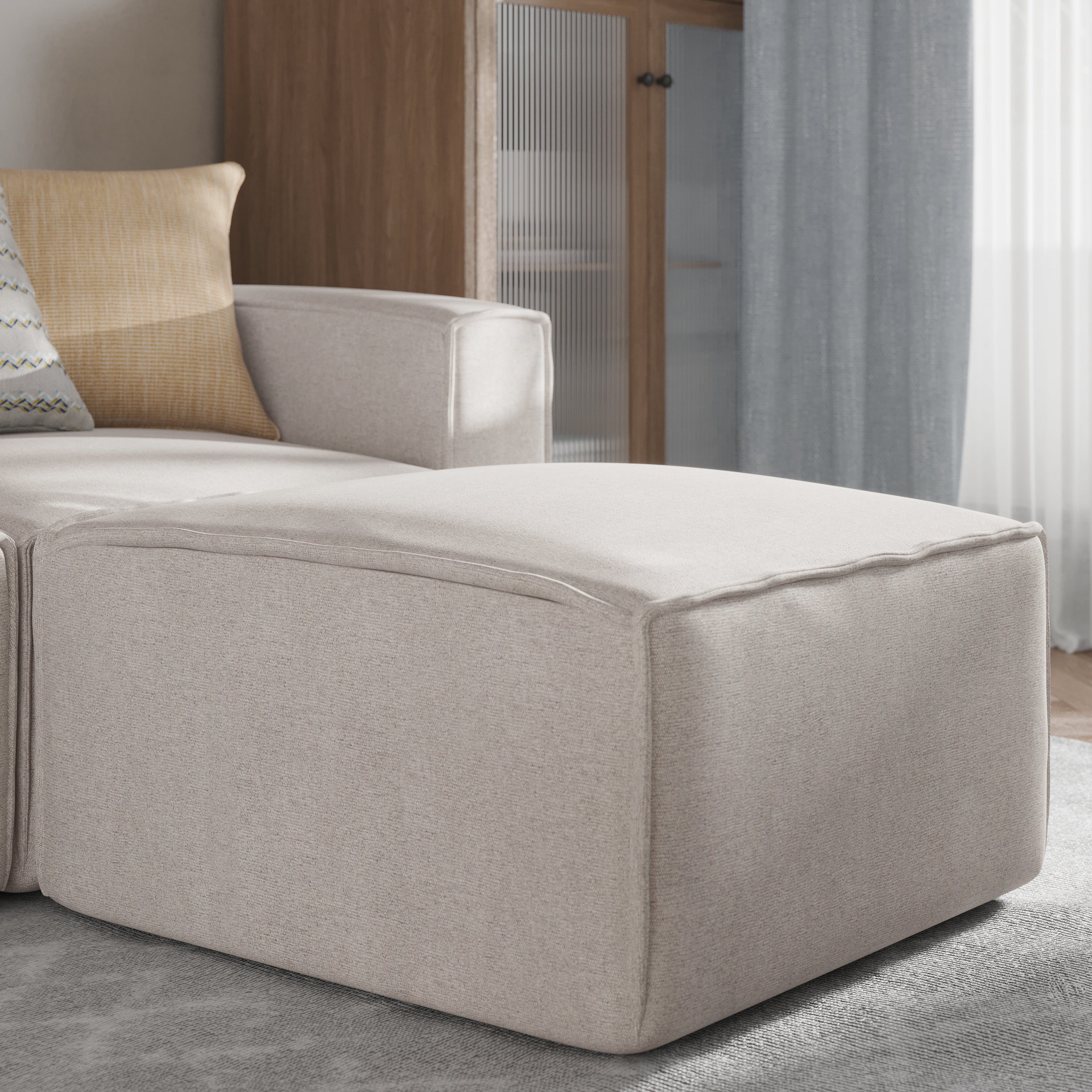Bridgetown Luxury Modular Sectional Sofa Ottoman Seat, Cream