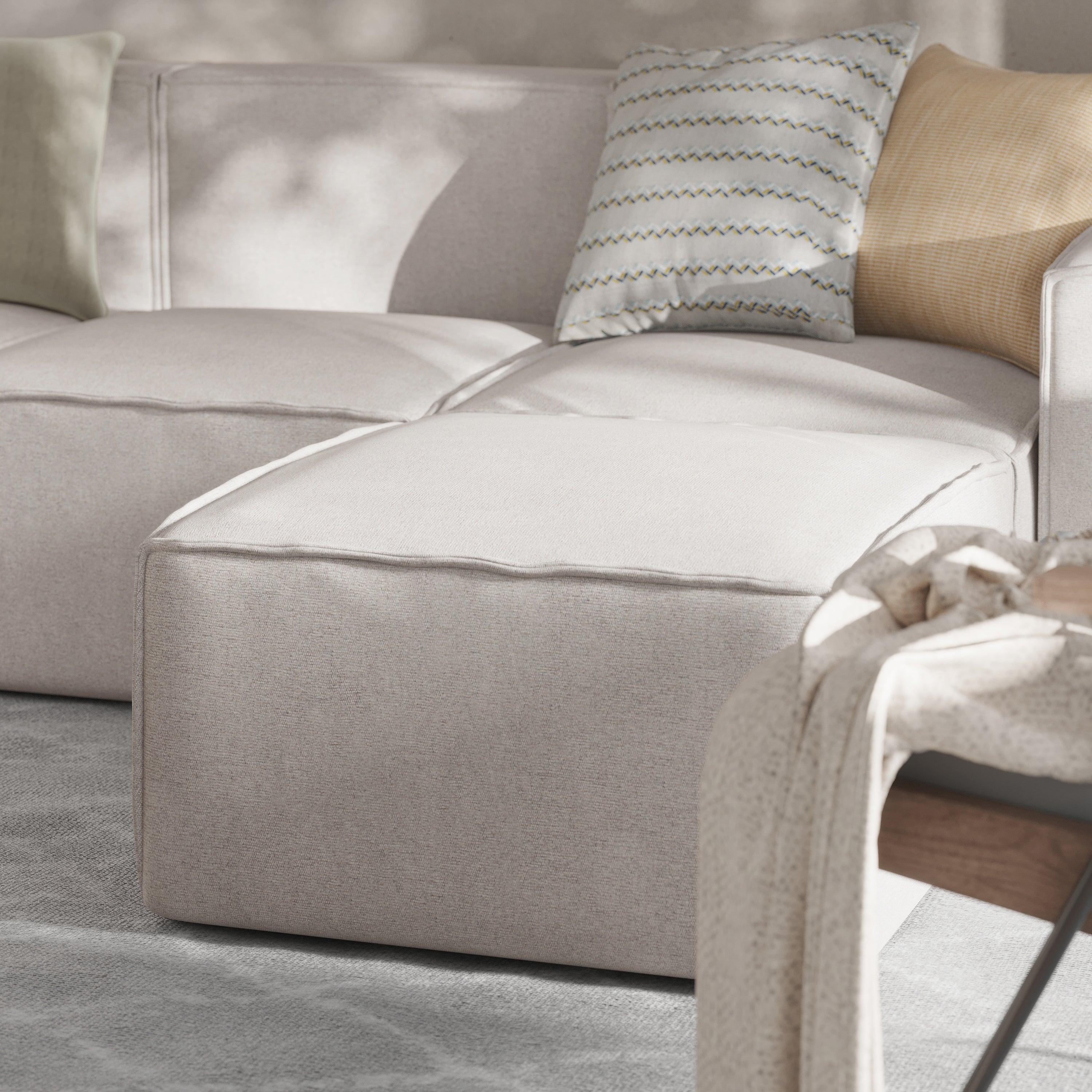 Bridgetown Luxury Modular Sectional Sofa Ottoman Seat, Cream