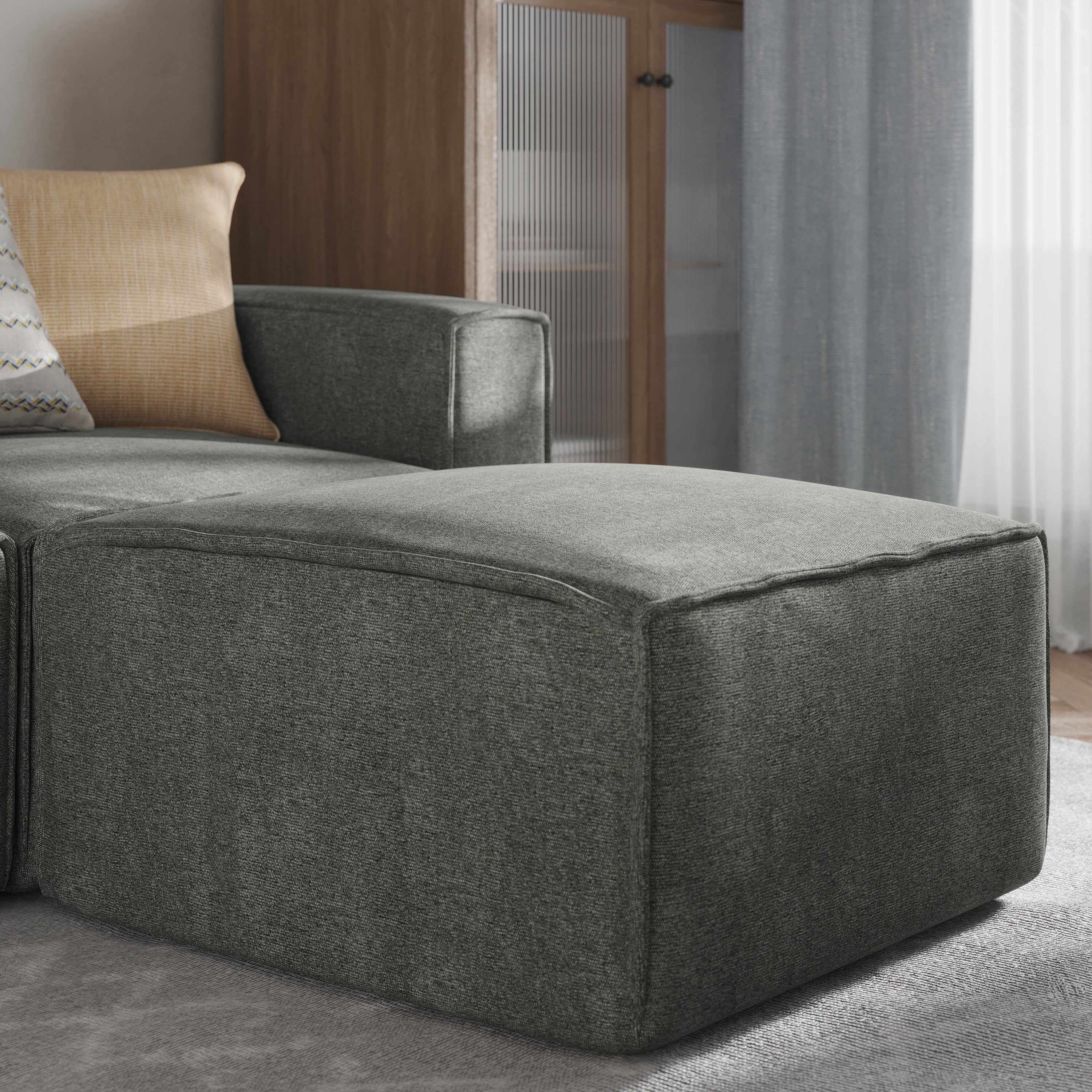 Bridgetown Luxury Modular Sectional Sofa Ottoman Seat, Dark Gray