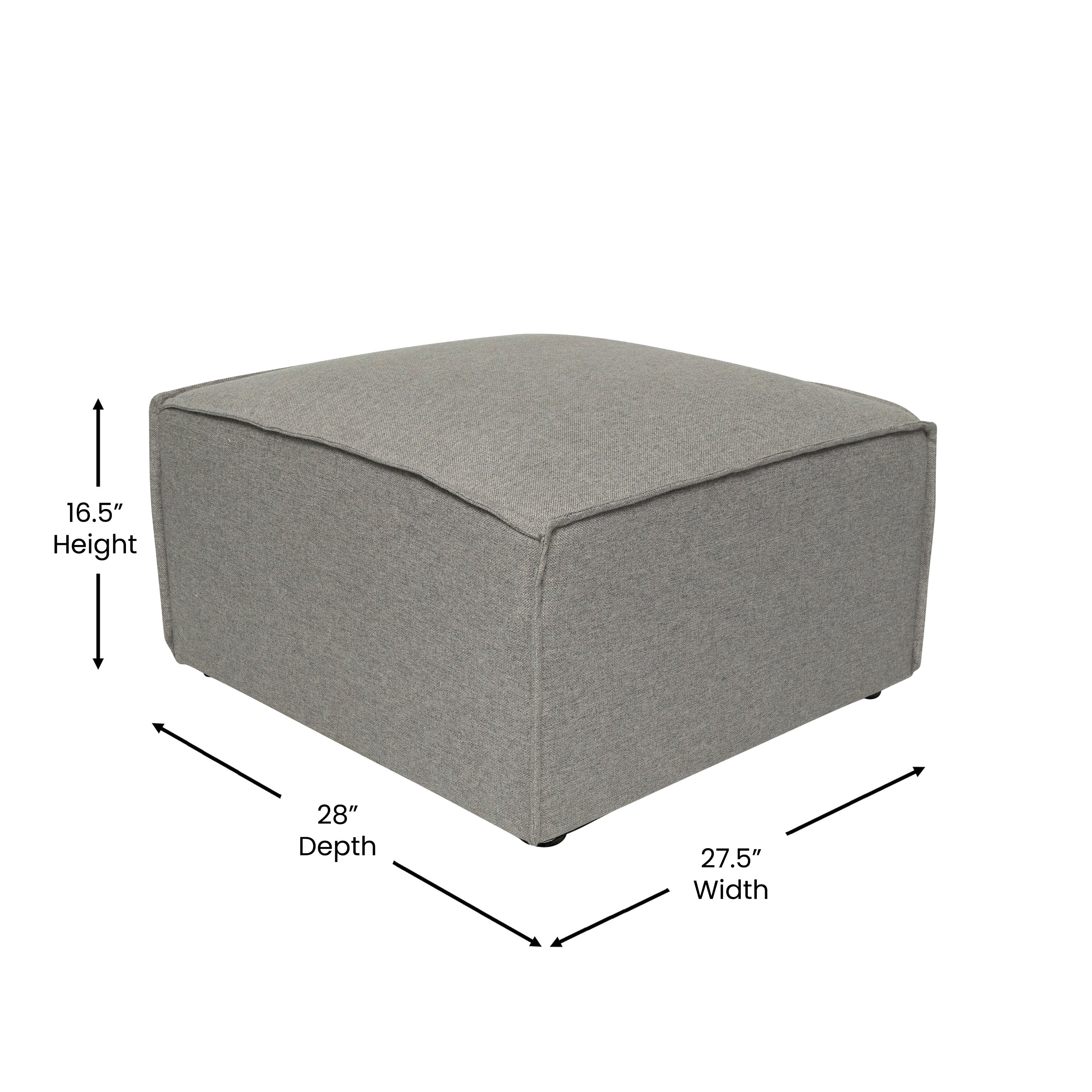 Bridgetown Luxury Modular Sectional Sofa Ottoman Seat, Gray