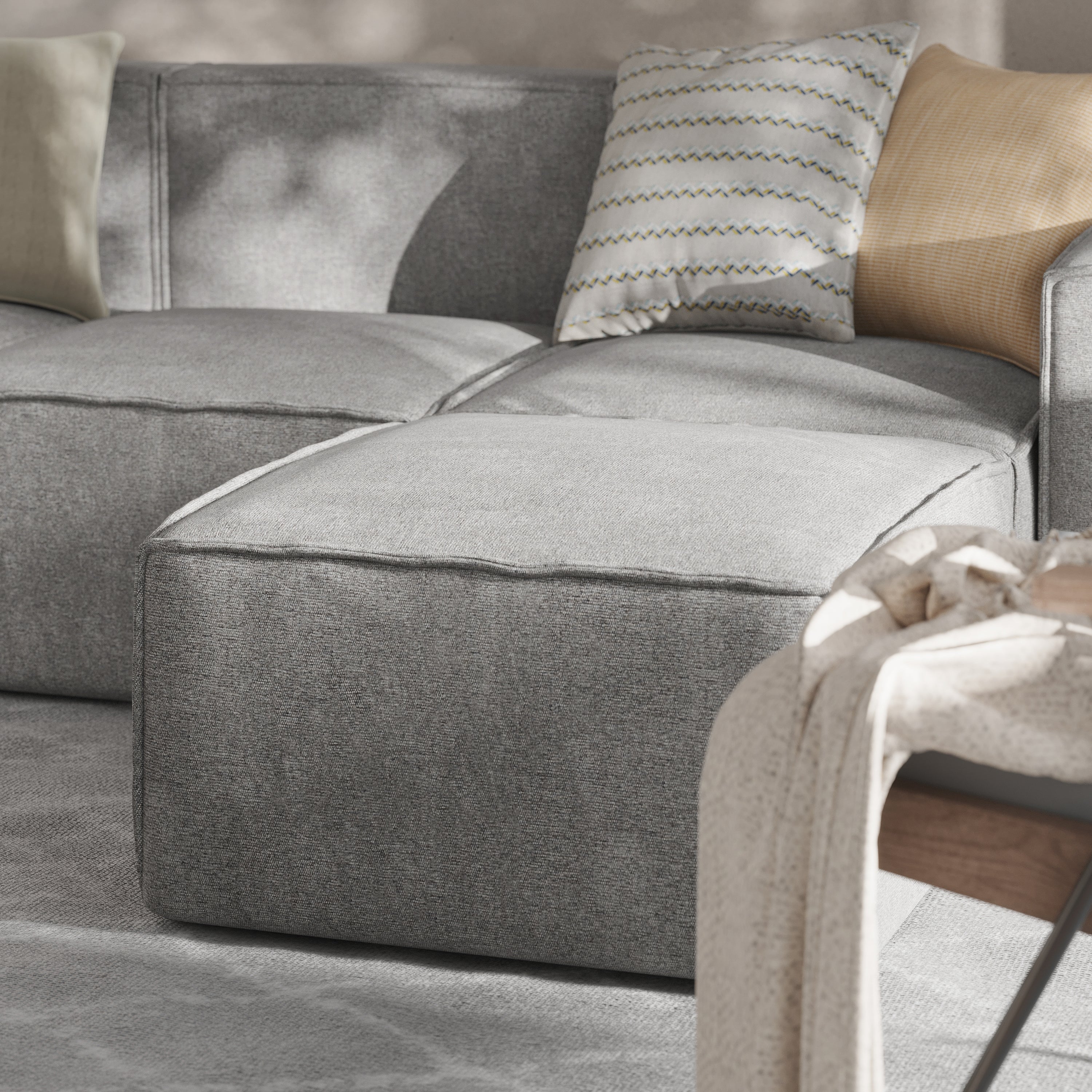 Bridgetown Luxury Modular Sectional Sofa Ottoman Seat, Gray