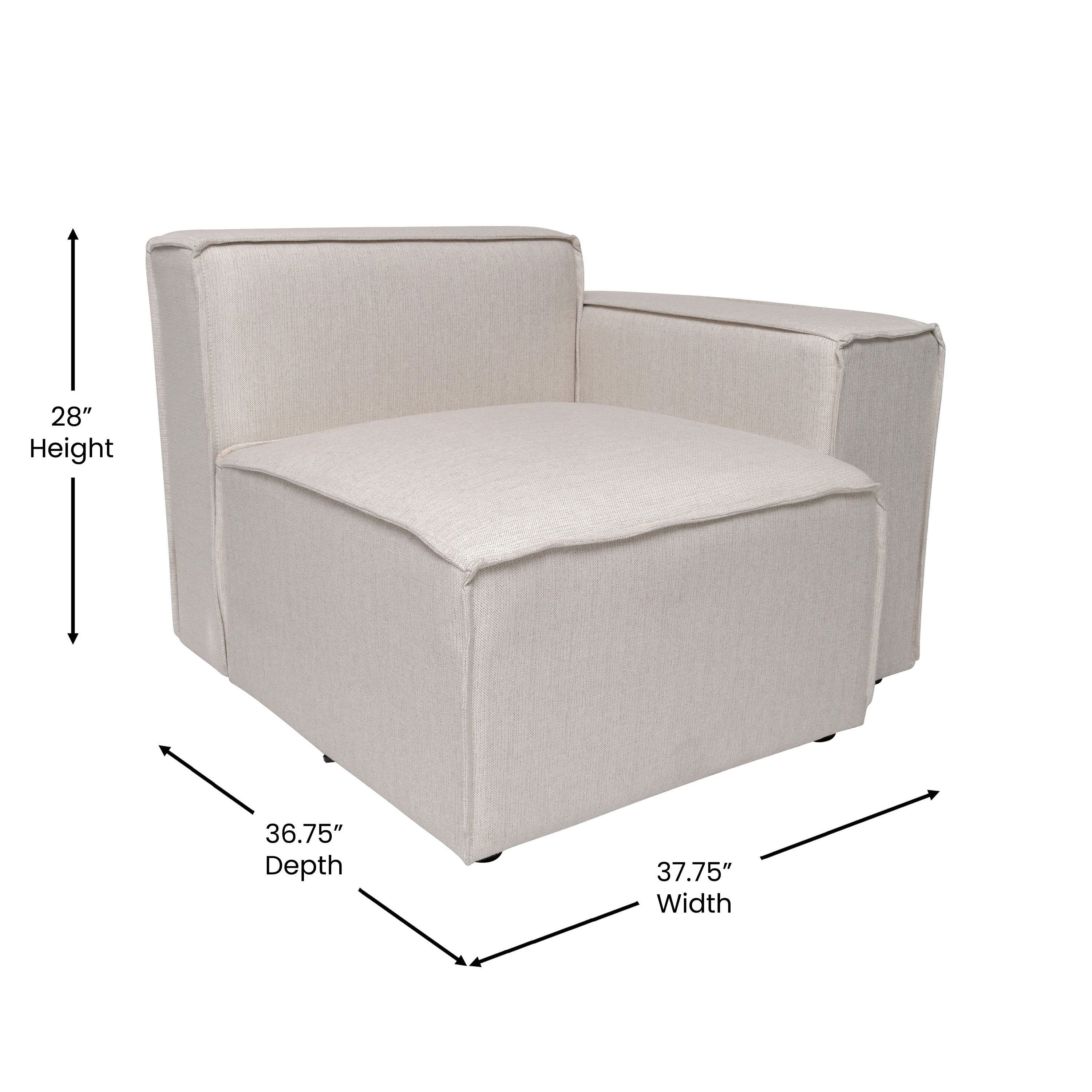 Bridgetown Luxury Modular Sectional Sofa Right Side with Arm Rest, Cream