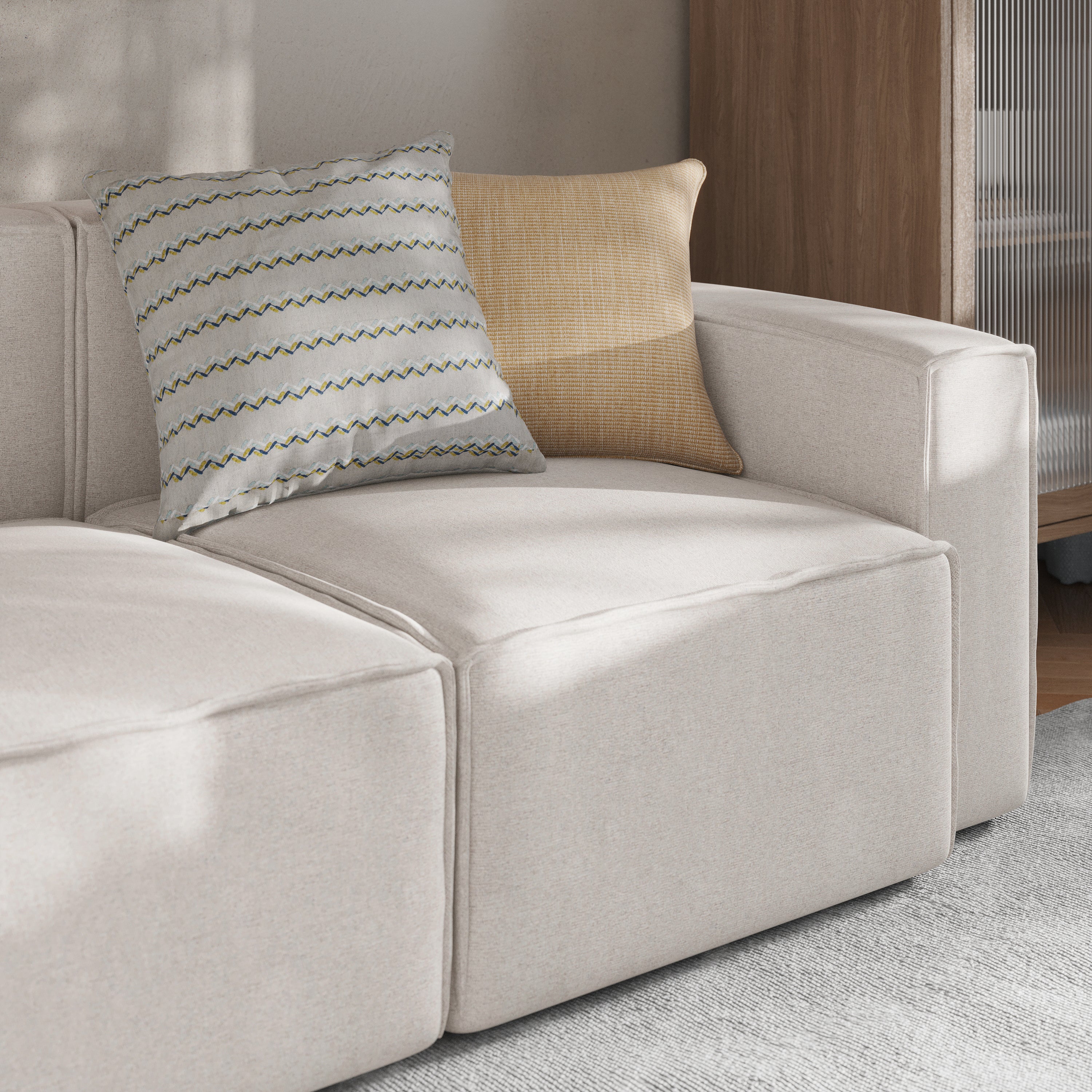 Bridgetown Luxury Modular Sectional Sofa Right Side with Arm Rest, Cream