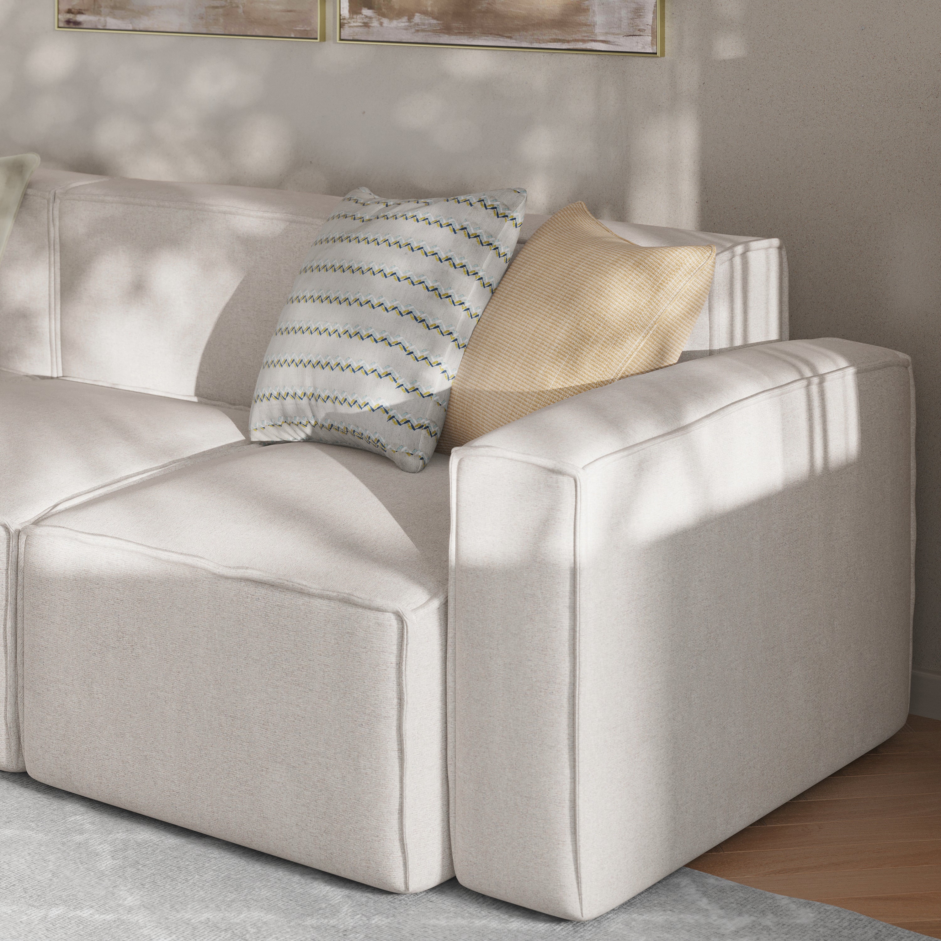 Bridgetown Luxury Modular Sectional Sofa Right Side with Arm Rest, Cream