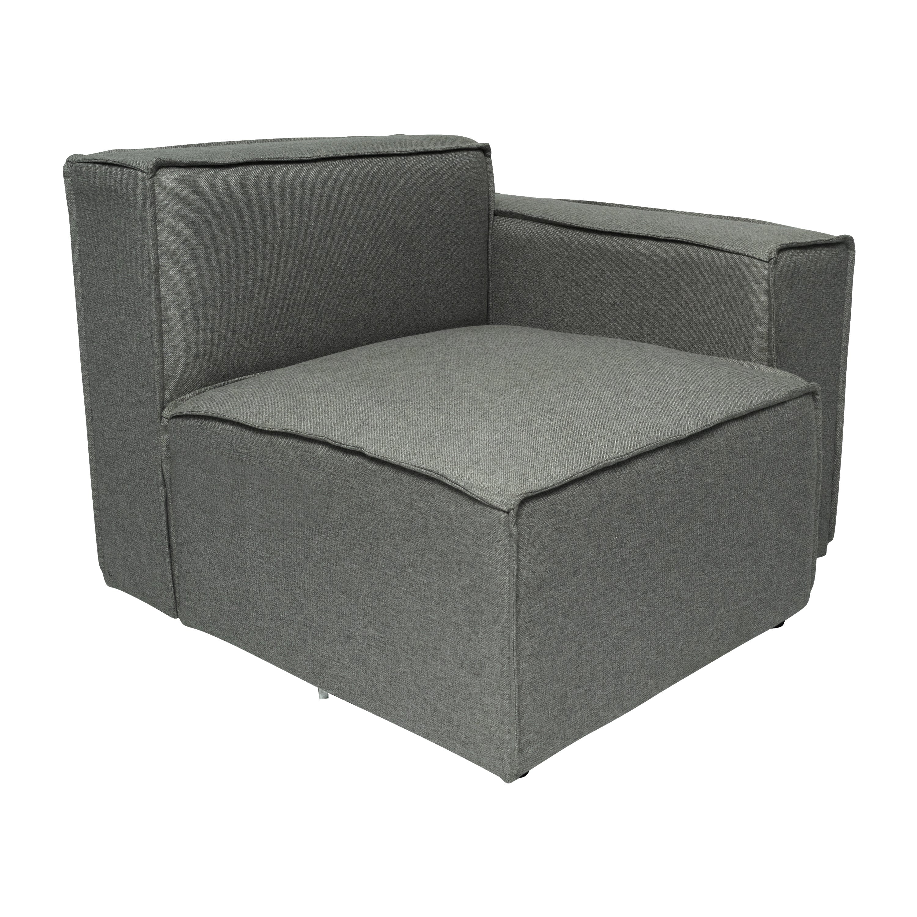 Bridgetown Luxury Modular Sectional Sofa Right Side with Arm Rest, Dark Gray