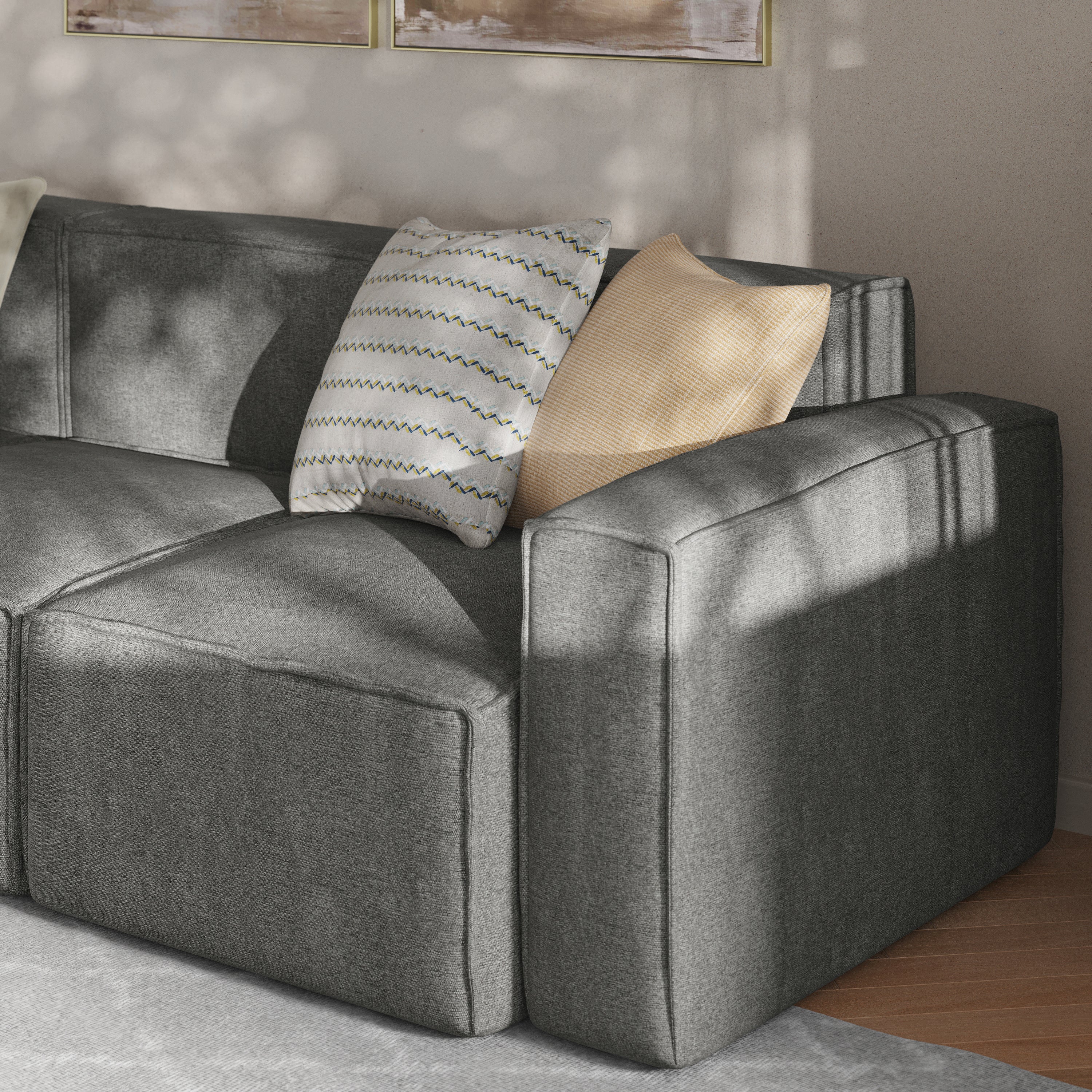 Bridgetown Luxury Modular Sectional Sofa Right Side with Arm Rest, Dark Gray