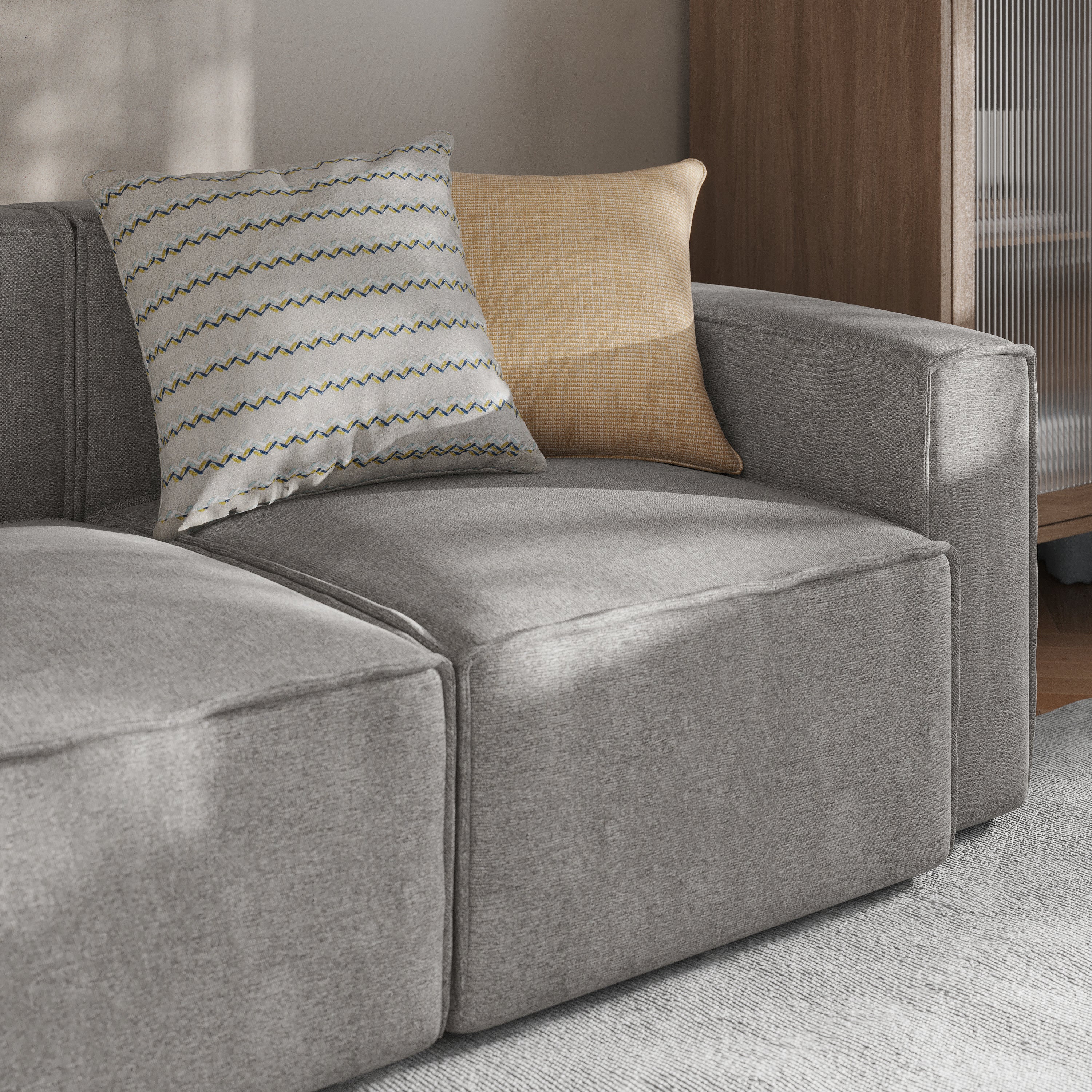 Bridgetown Luxury Modular Sectional Sofa Right Side with Arm Rest, Gray