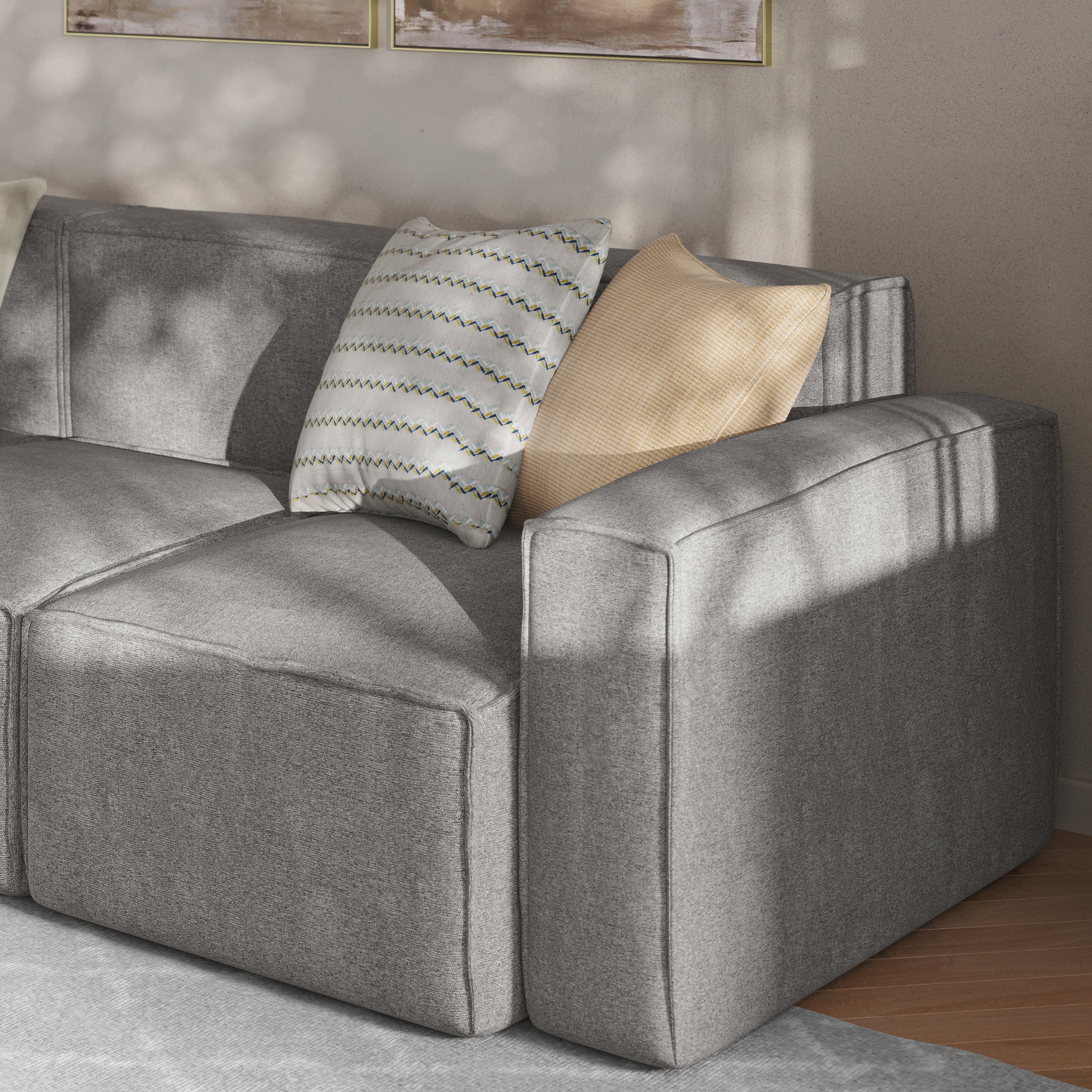 Bridgetown Luxury Modular Sectional Sofa Right Side with Arm Rest, Gray