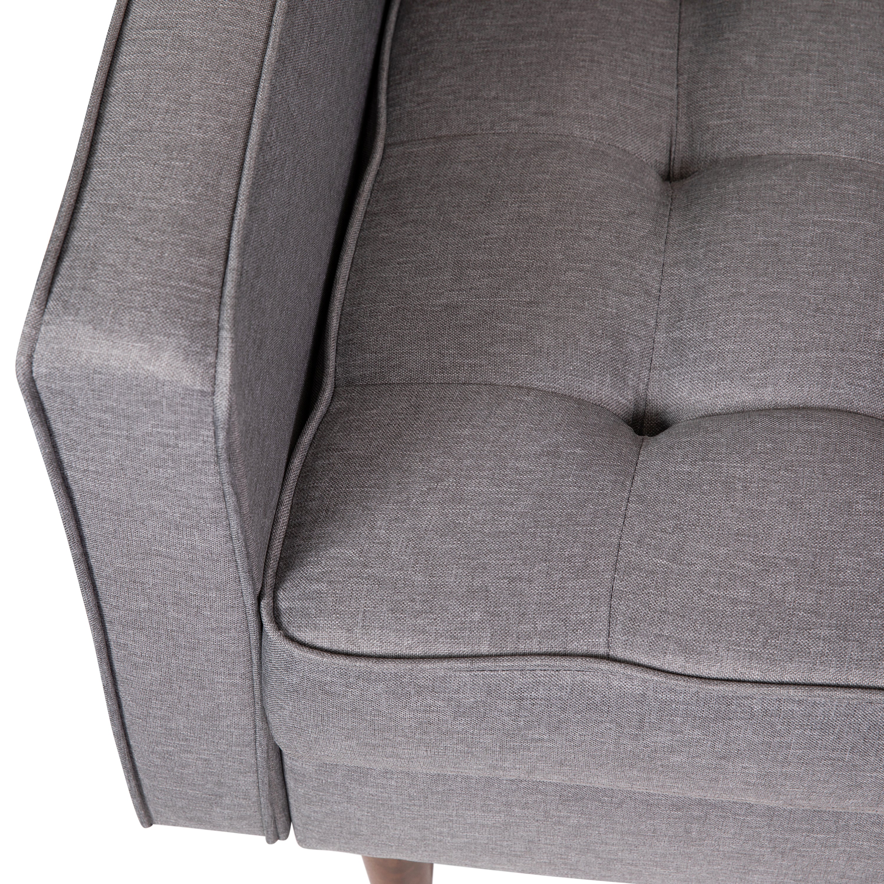 Hudson Mid-Century Modern Commercial Grade Armchair with Tufted Faux Linen Upholstery & Solid Wood Legs in Slate Gray