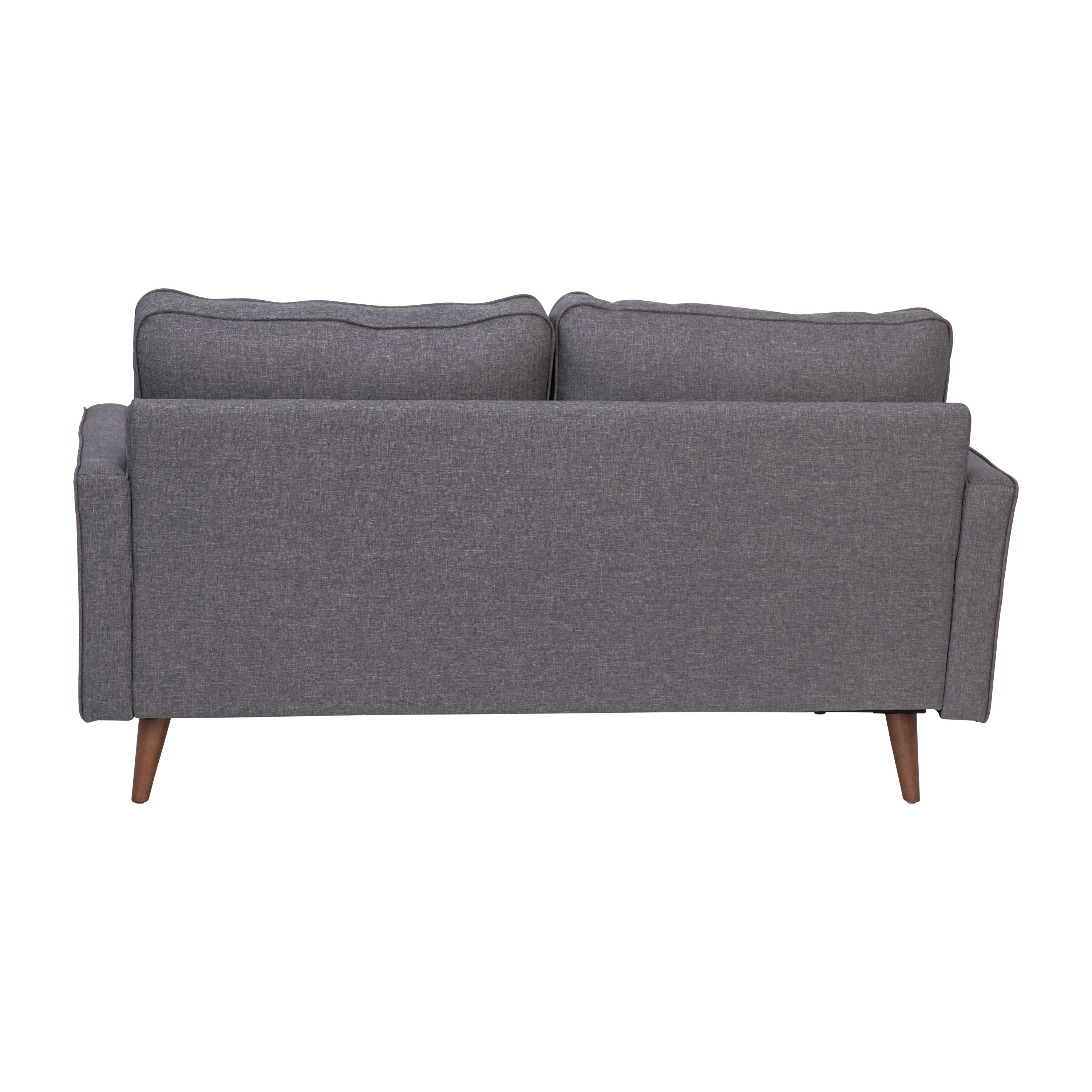 Hudson Mid-Century Modern Loveseat Sofa with Tufted Faux Linen Upholstery & Solid Wood Legs in Dark Gray
