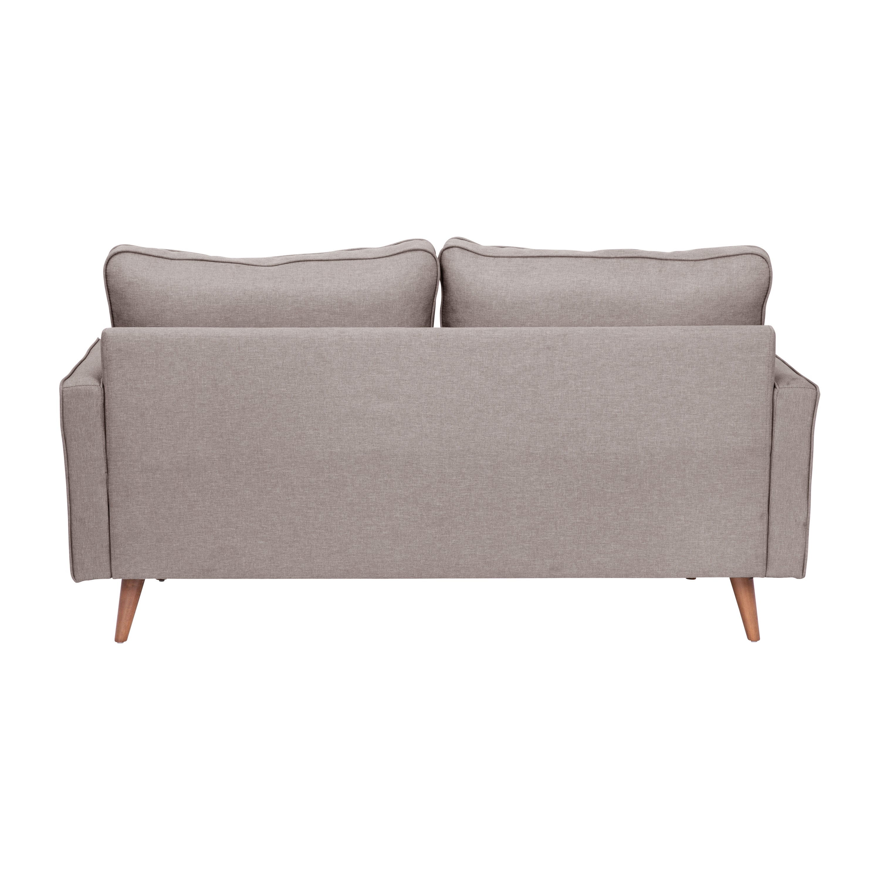Hudson Mid-Century Modern Loveseat Sofa with Tufted Faux Linen Upholstery & Solid Wood Legs in Slate Gray