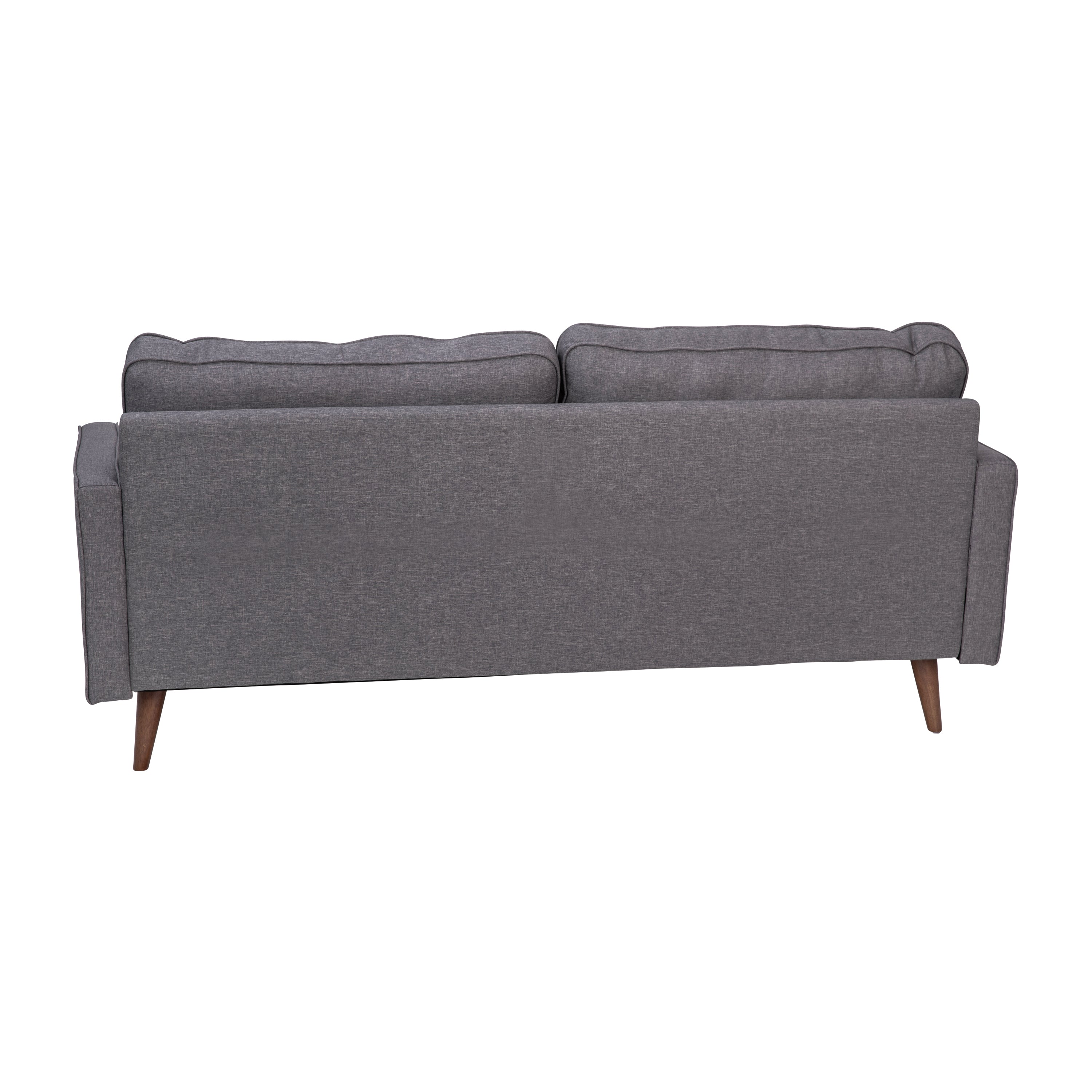 Hudson Mid-Century Modern Sofa with Tufted Faux Linen Upholstery & Solid Wood Legs in Dark Gray