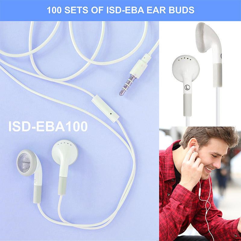 HamiltonBuhl® Ear Buds with In-Line Microphone – Qty. 100