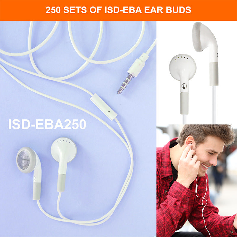 HamiltonBuhl® Ear Buds with In-Line Microphone – Qty. 250
