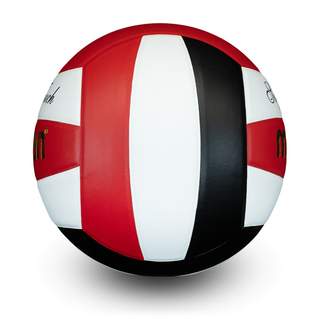 Elite Competition Volleyball Super Touch Series Black/Red/White Leather - NFHS Approved