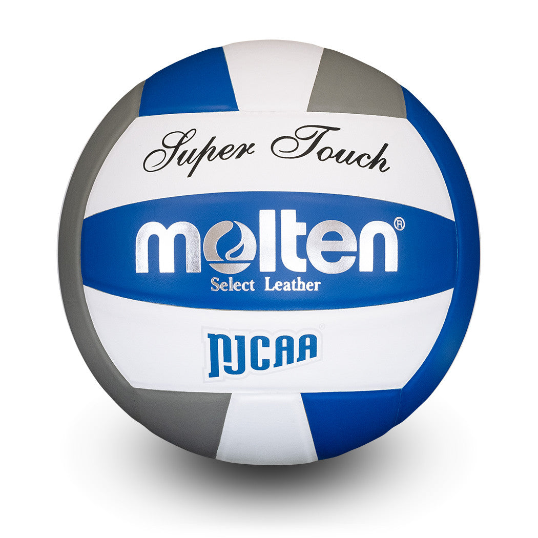 Elite Competition Volleyball NJCAA® Women's Championships Game Ball, Blue/Gray/White, Premium Leather, Uni-Bladder, Cotton Wrapped Construction