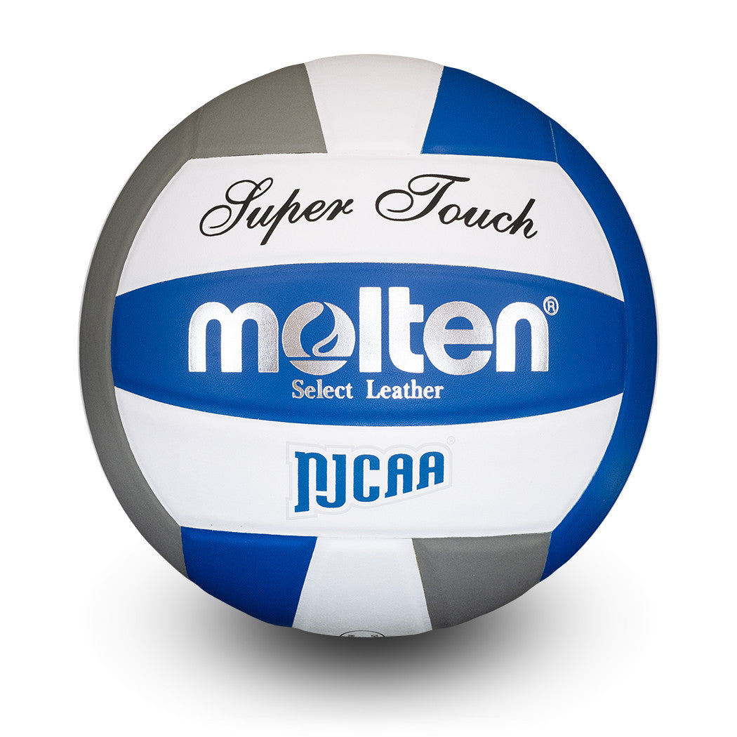 Elite Competition Volleyball NJCAA® Women's Championships Game Ball, Blue/Gray/White, Premium Leather, Uni-Bladder, Cotton Wrapped Construction