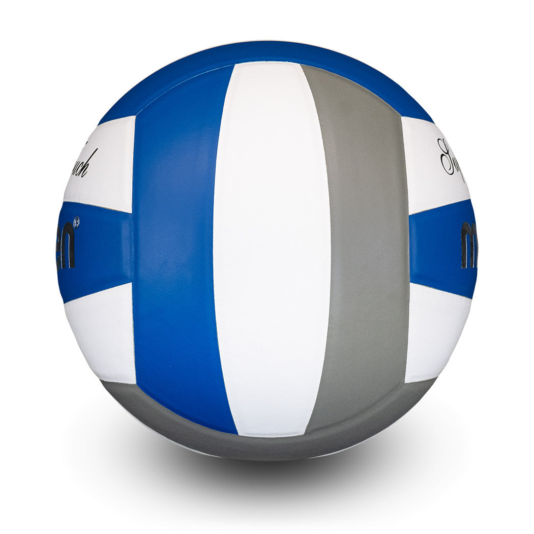 Elite Competition Volleyball NJCAA® Women's Championships Game Ball, Blue/Gray/White, Premium Leather, Uni-Bladder, Cotton Wrapped Construction
