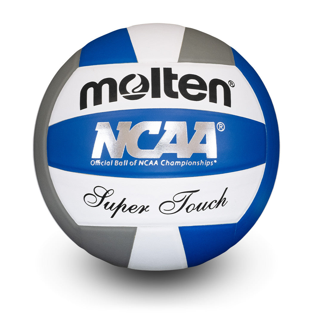 Elite Competition Volleyball NJCAA® Women's Championships Game Ball, Blue/Gray/White, Premium Leather, Uni-Bladder, Cotton Wrapped Construction