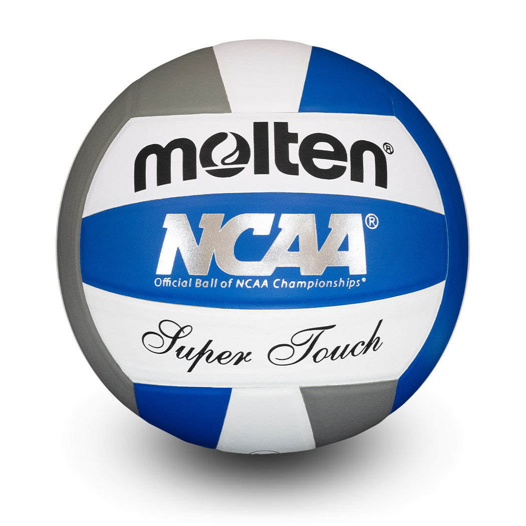Elite Competition Volleyball NJCAA® Women's Championships Game Ball, Blue/Gray/White, Premium Leather, Uni-Bladder, Cotton Wrapped Construction