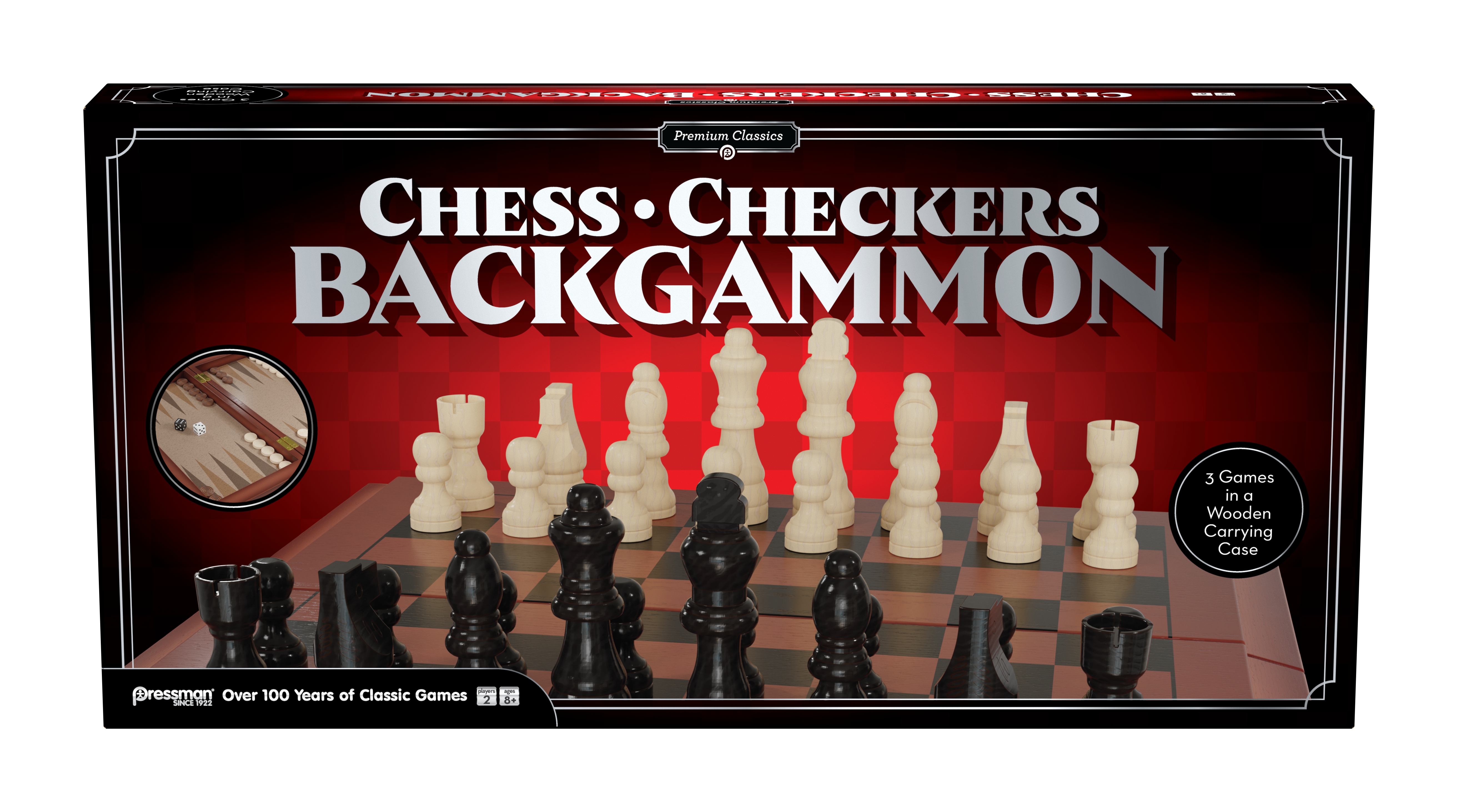Pressman Premium Classics: Classics Chess, Checkers, Backgammon