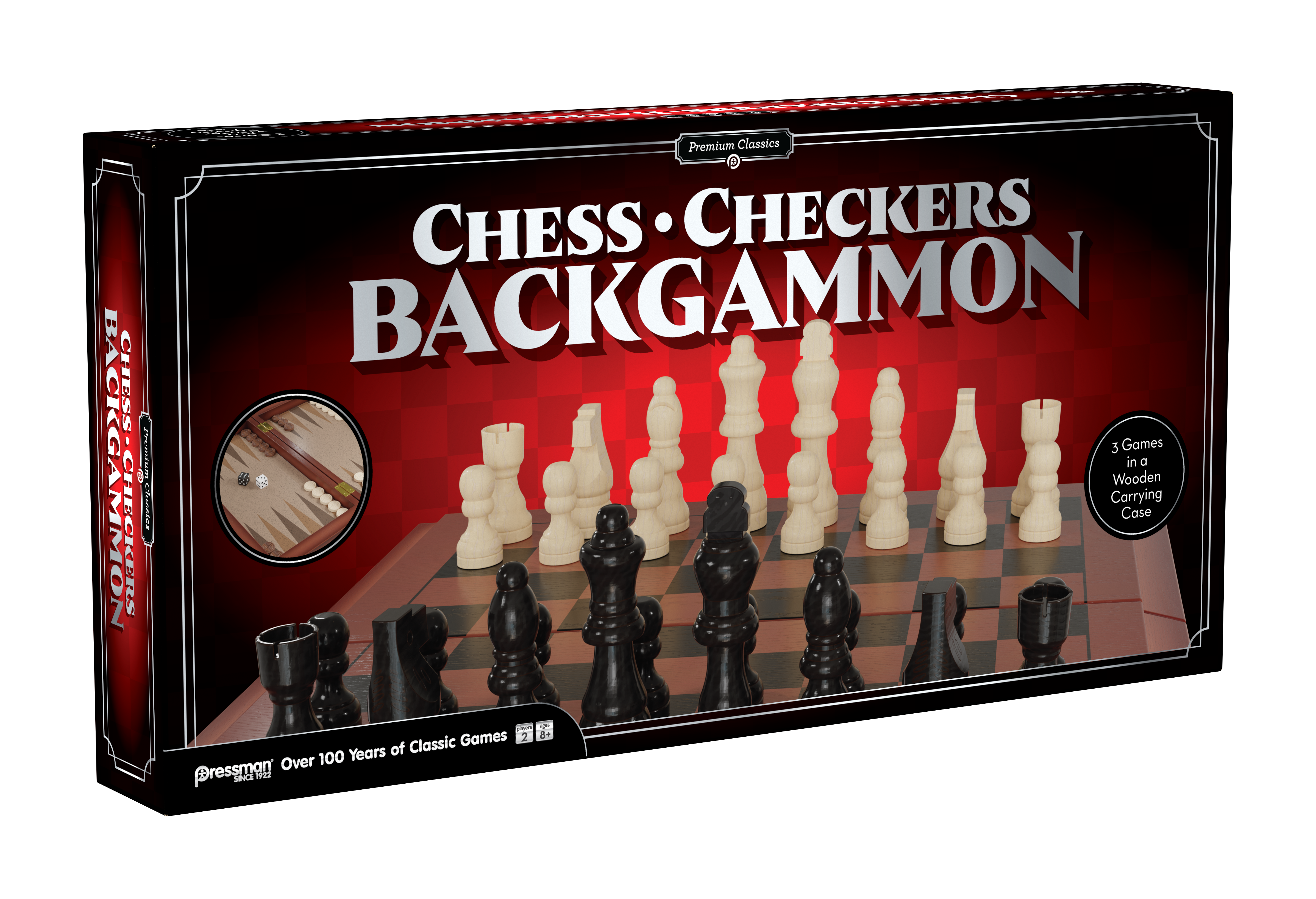 Pressman Premium Classics: Classics Chess, Checkers, Backgammon