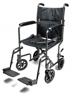 Steel Transport Chair, 19" Silver Vein