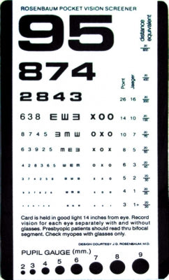 Rosenbaum Pocket Vision Screener Card, 6 3/8" x 3 ½"
